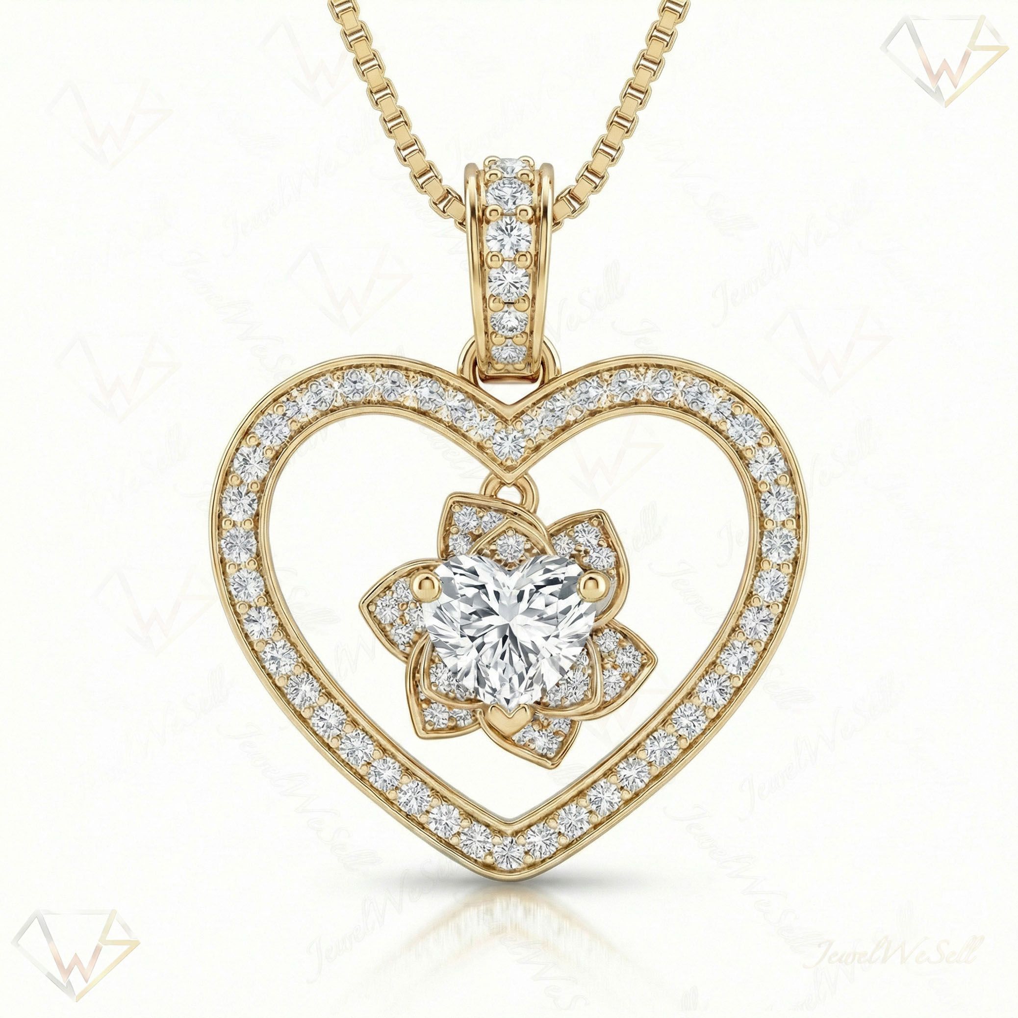 1.75 ct EF VS Lab Grown Diamond Heart Pendant in 14k Yellow Gold 200969