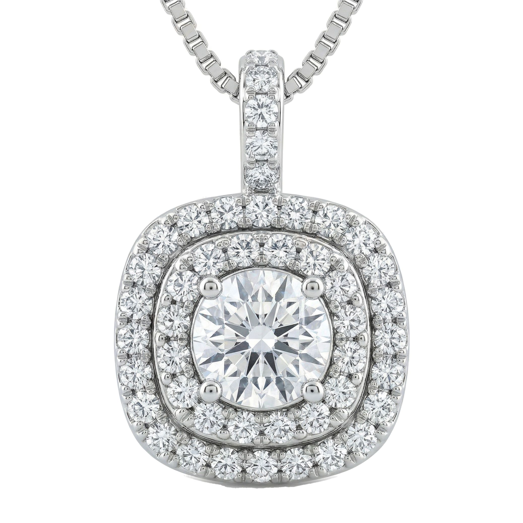 1.25 ct EF VS Moissanite Halo Pendant in 925 Sterling Silver 200991
