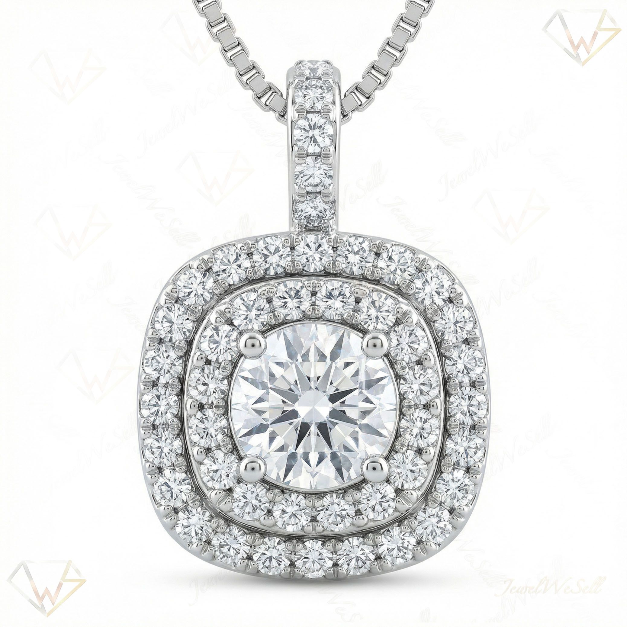 1.25 ct EF VS Lab Grown Diamond Halo Pendant in 14k White Gold 200991