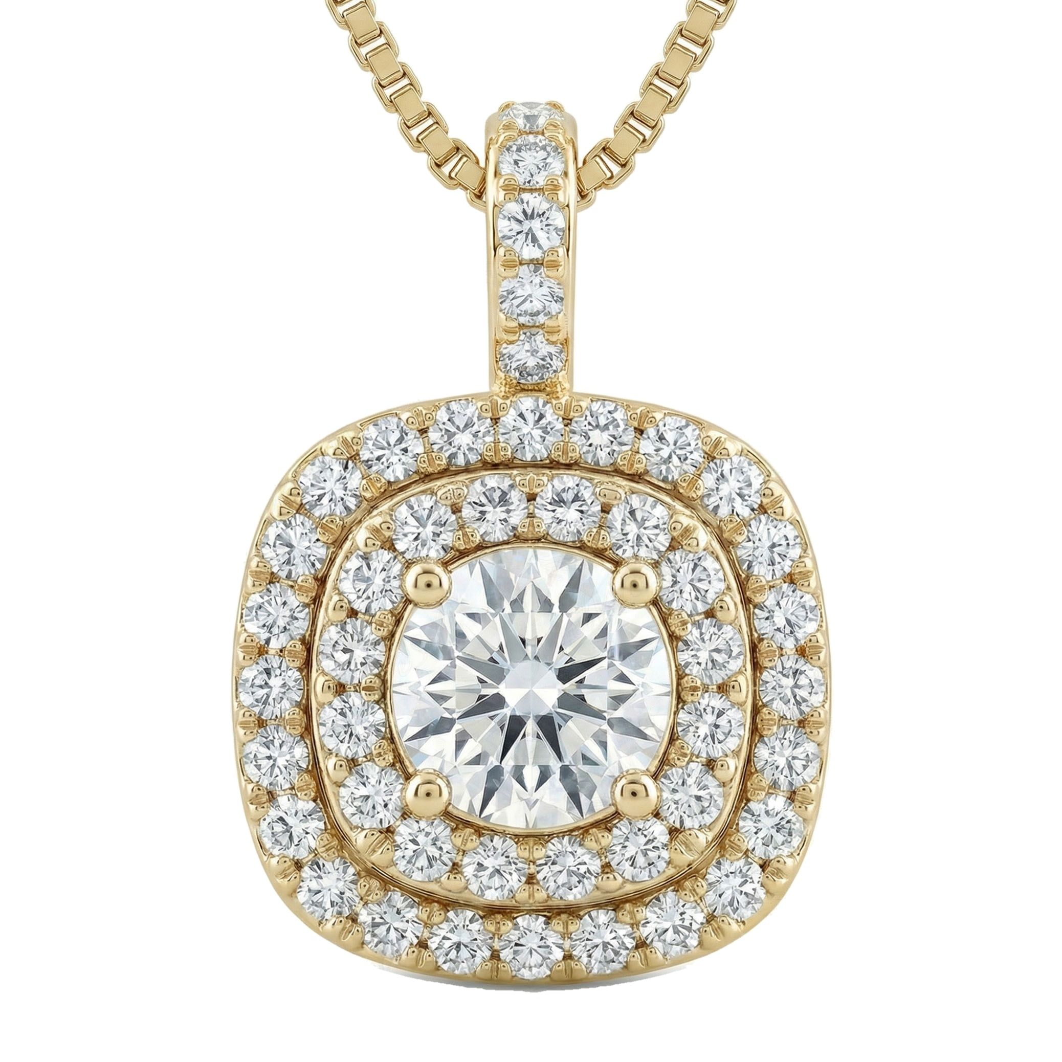 1.25 ct EF VS Lab Grown Diamond Halo Pendant in 10k Yellow Gold 200991