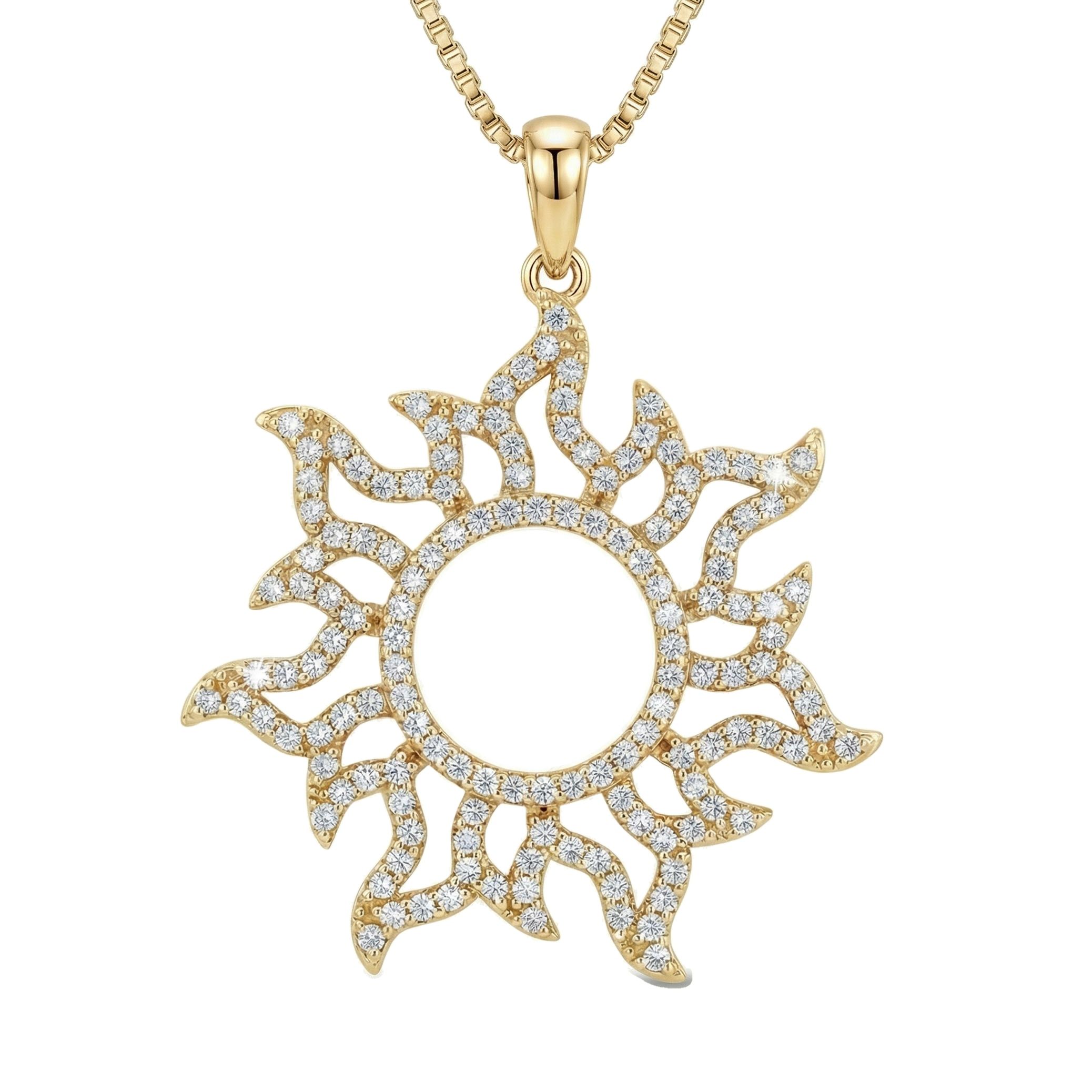 1.10 ct EF VS Lab Grown Diamond Sun Pendant in 10k Yellow Gold 201001