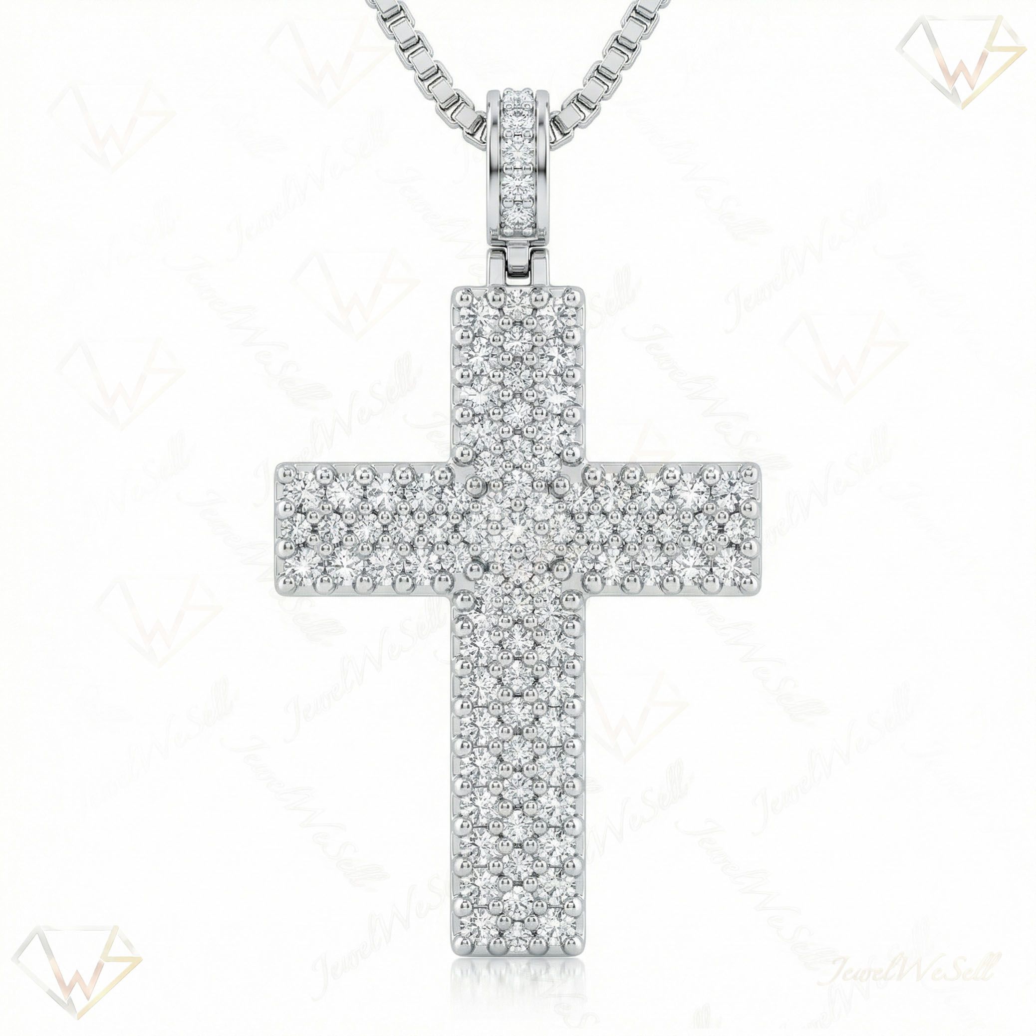 4.00 ct EF VS Lab Grown Diamond Cross Pendant in 14k White Gold 201007