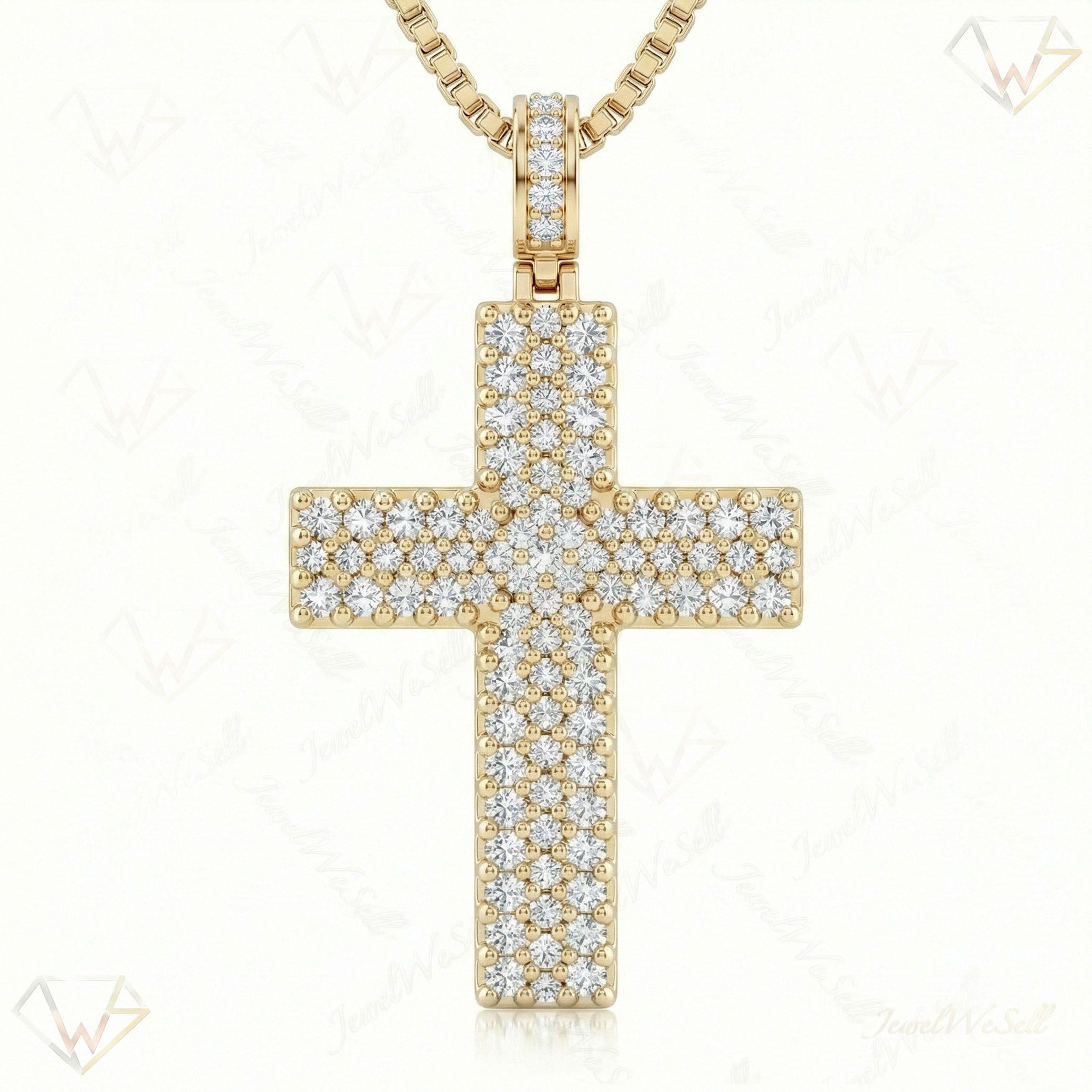 4.00 ct EF VS Lab Grown Diamond Cross Pendant in 14k Yellow Gold 201007