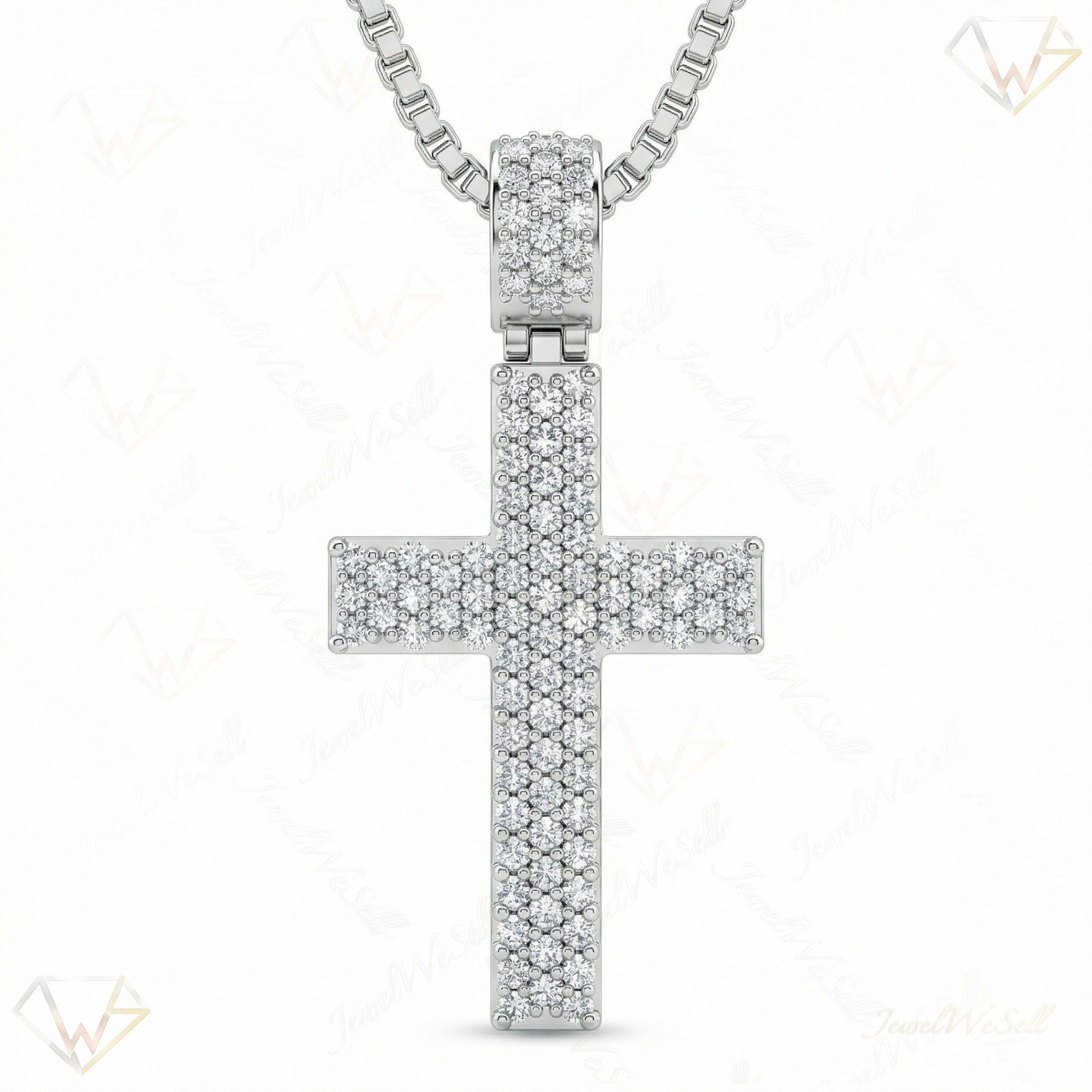3.00 ct EF VS Lab Grown Diamond Cross Pendant in 14k White Gold 201079