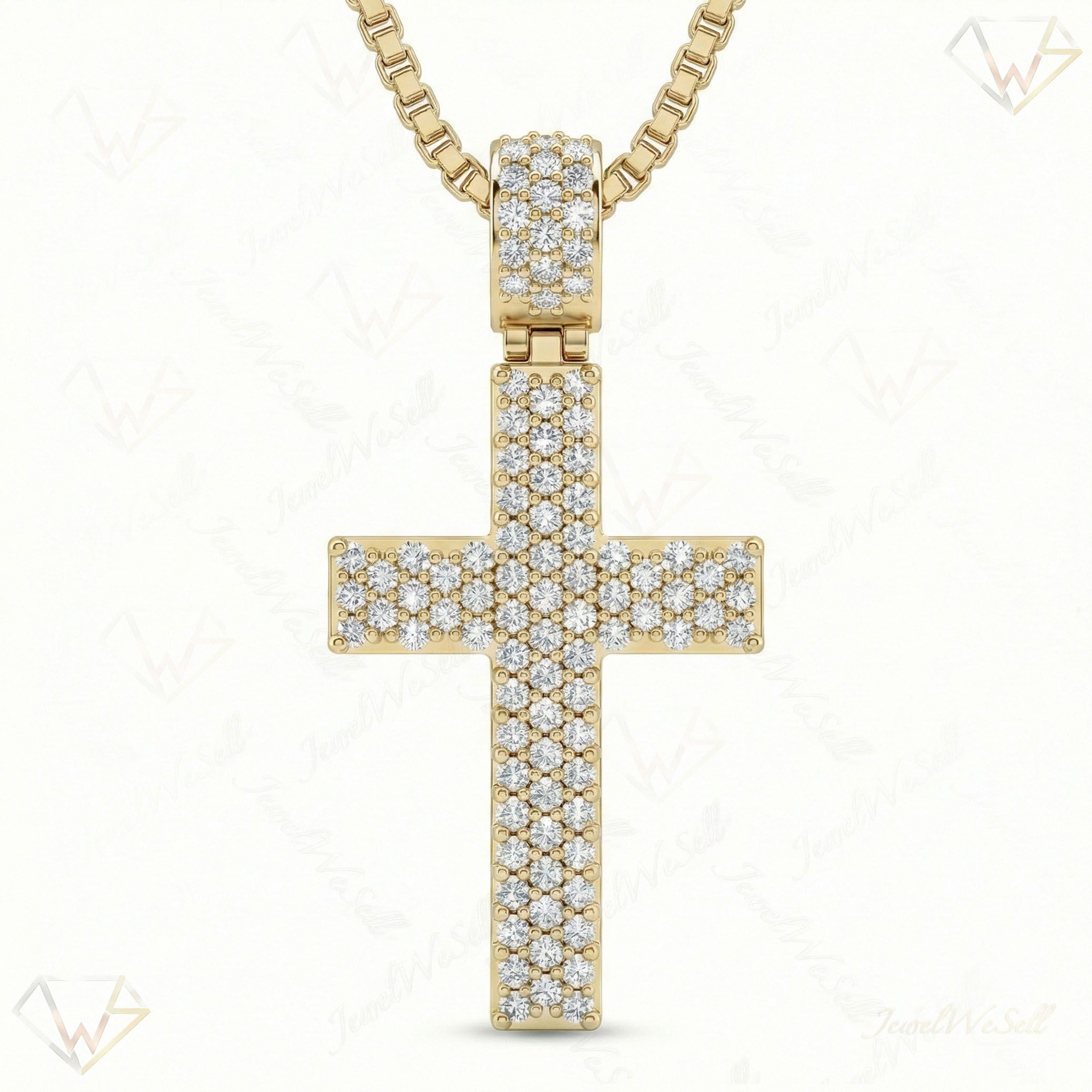 3.00 ct EF VS Lab Grown Diamond Cross Pendant in 14k Yellow Gold 201079