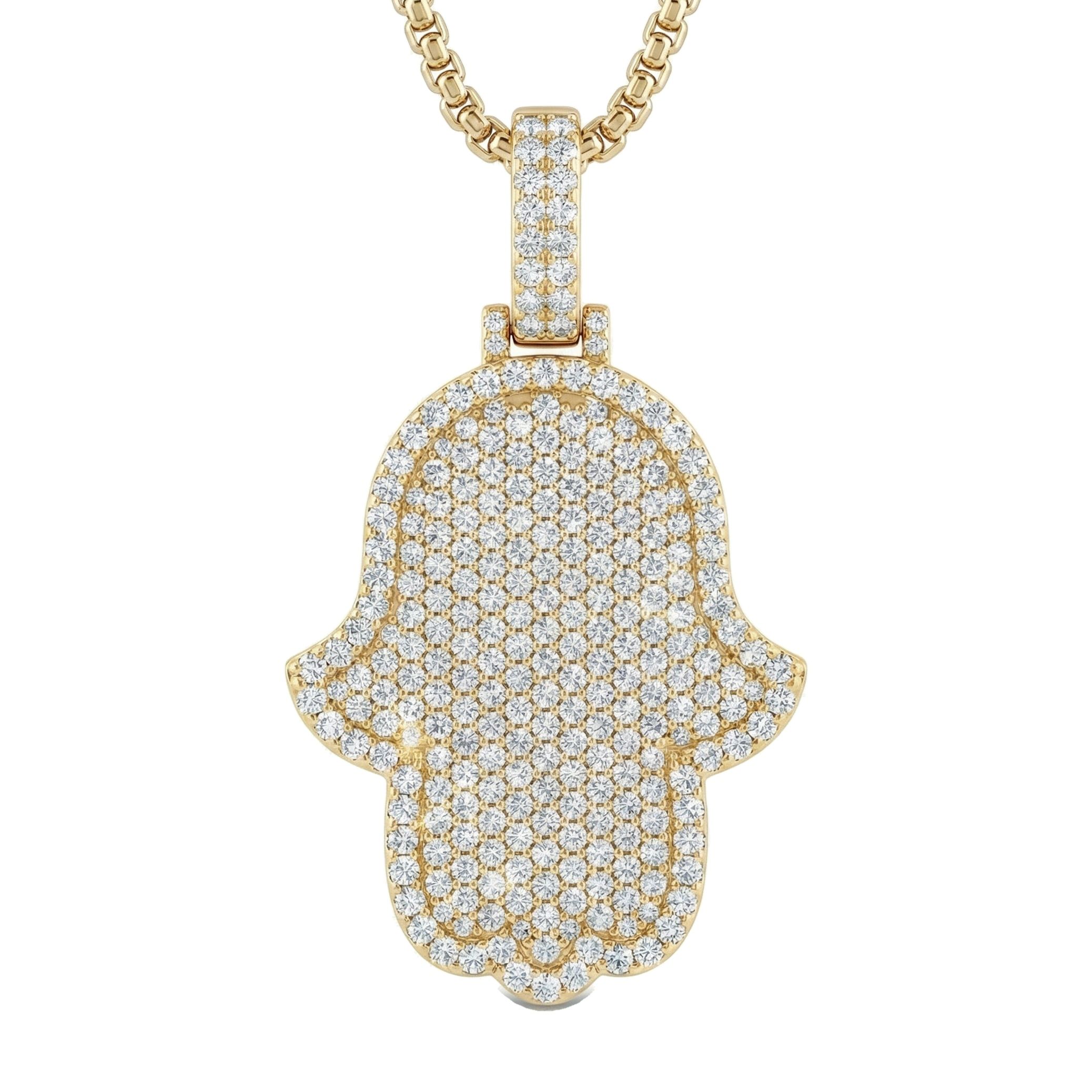 4.00 ct EF VS Lab Grown Diamond Hamsa Pendant in 10k Yellow Gold 201081