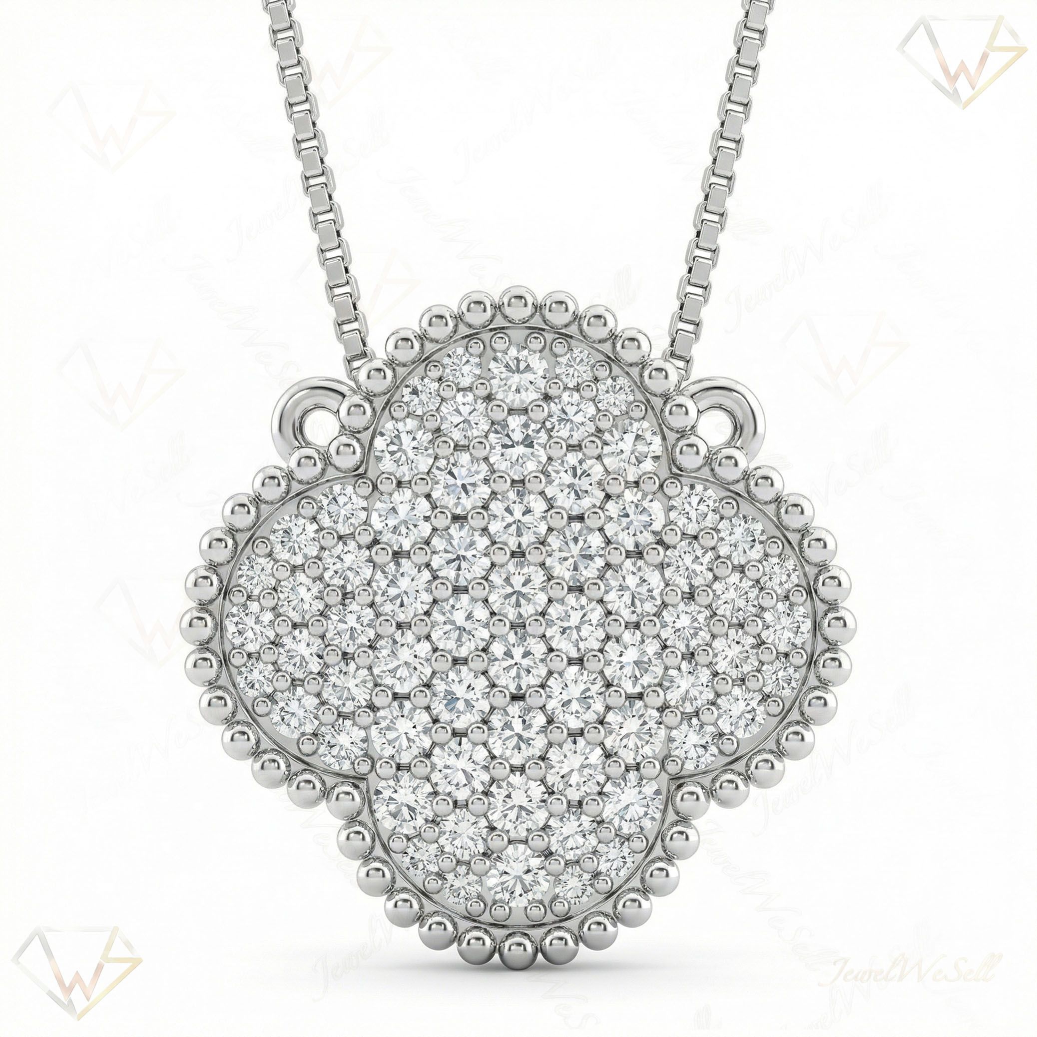 1.00 ct EF VS Lab Grown Diamond Cluster Pendant in 14k White Gold 201135