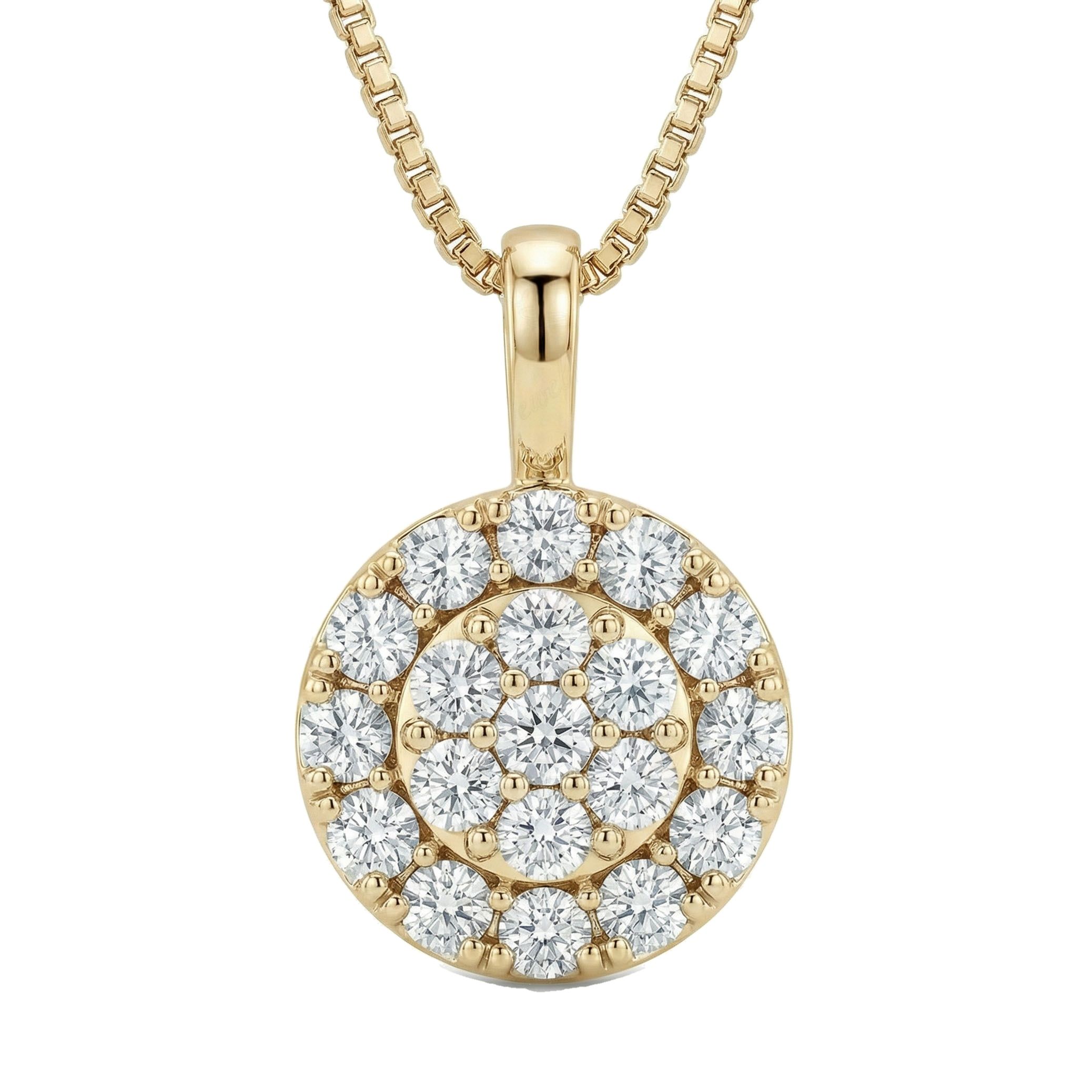 3.30 ct EF VS Lab Grown Diamond Cluster Pendant in 10k Yellow Gold 201159
