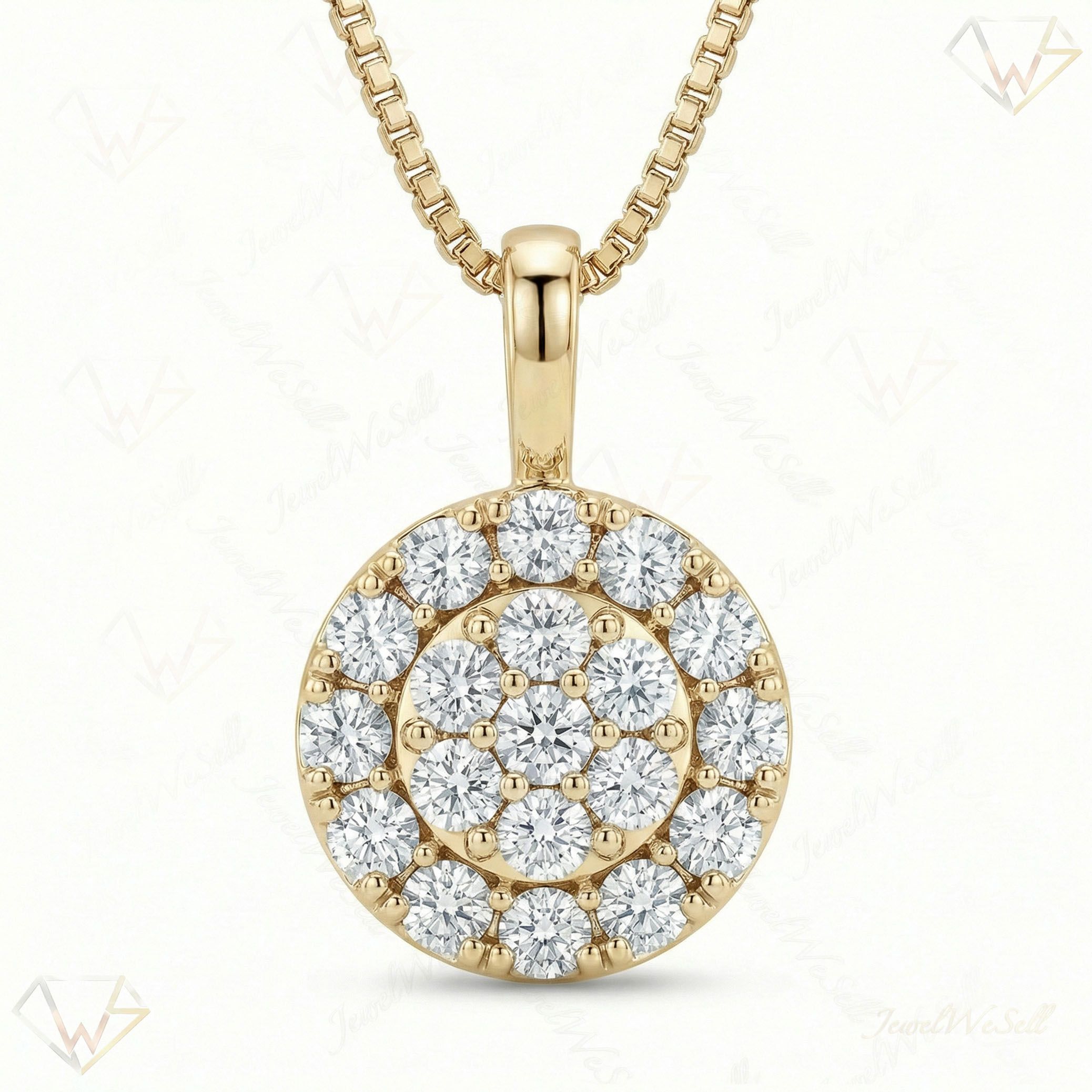 3.30 ct EF VS Lab Grown Diamond Cluster Pendant in 14k Yellow Gold 201159