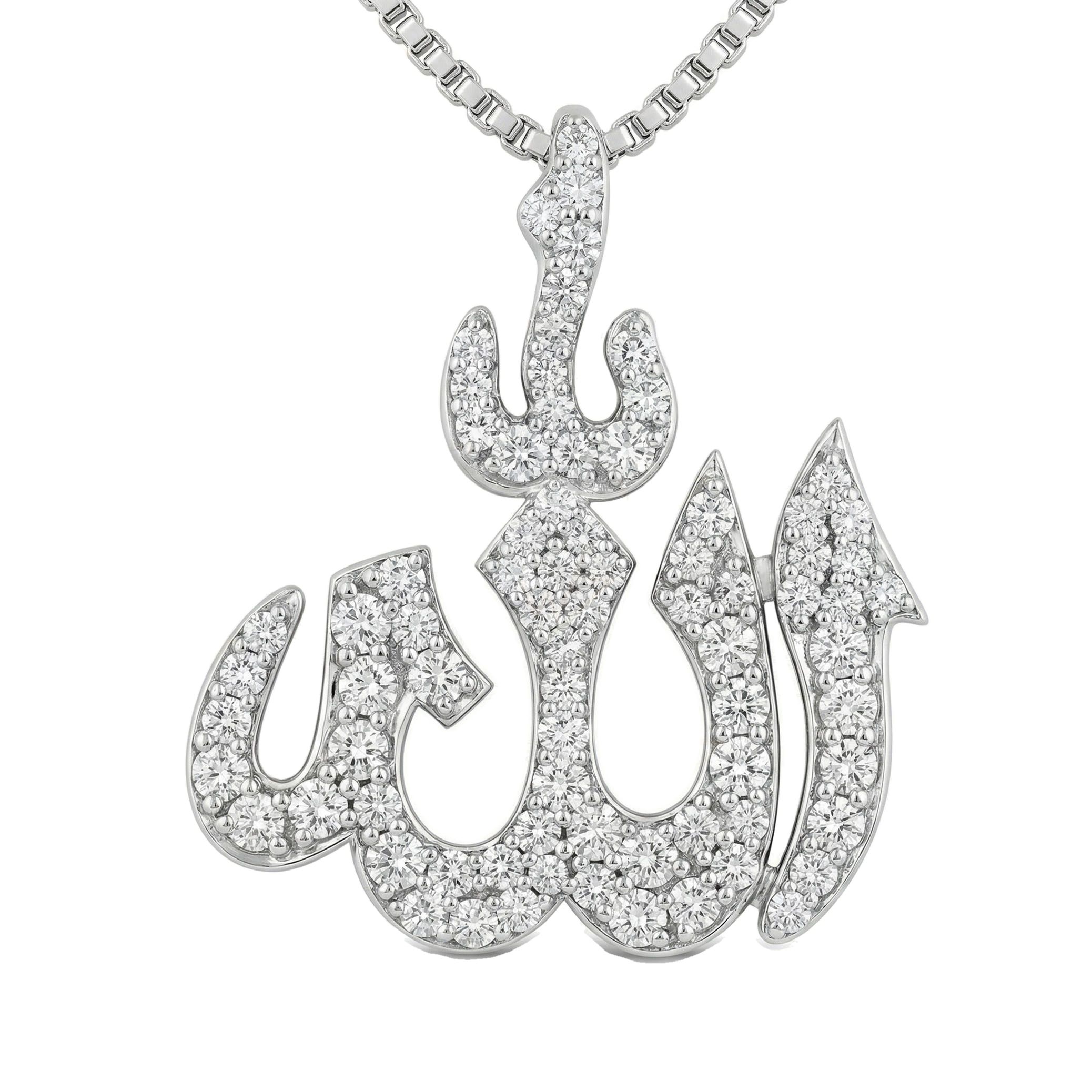 0.75 ct EF VS Lab Grown Diamond Allah Pendant in 10k White Gold 201231