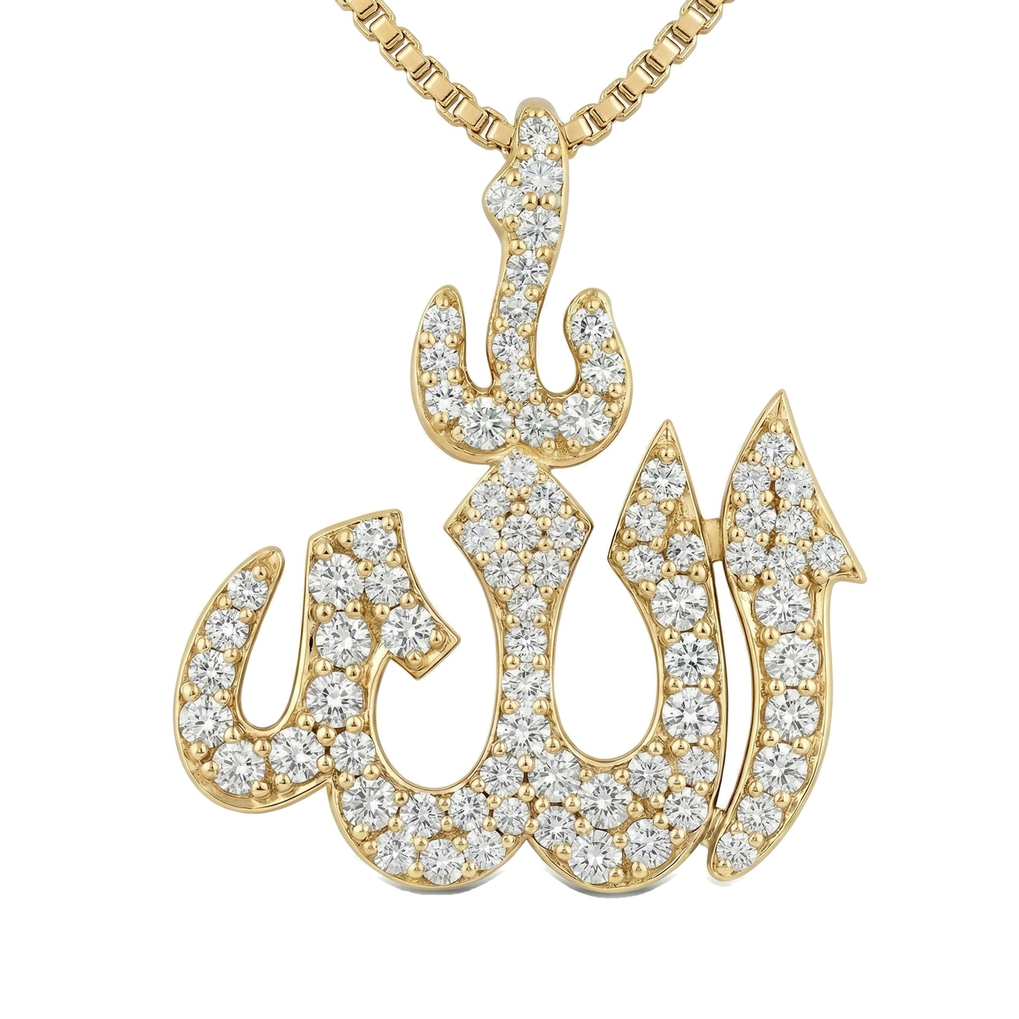 0.75 ct EF VS Lab Grown Diamond Allah Pendant in 10k Yellow Gold 201231