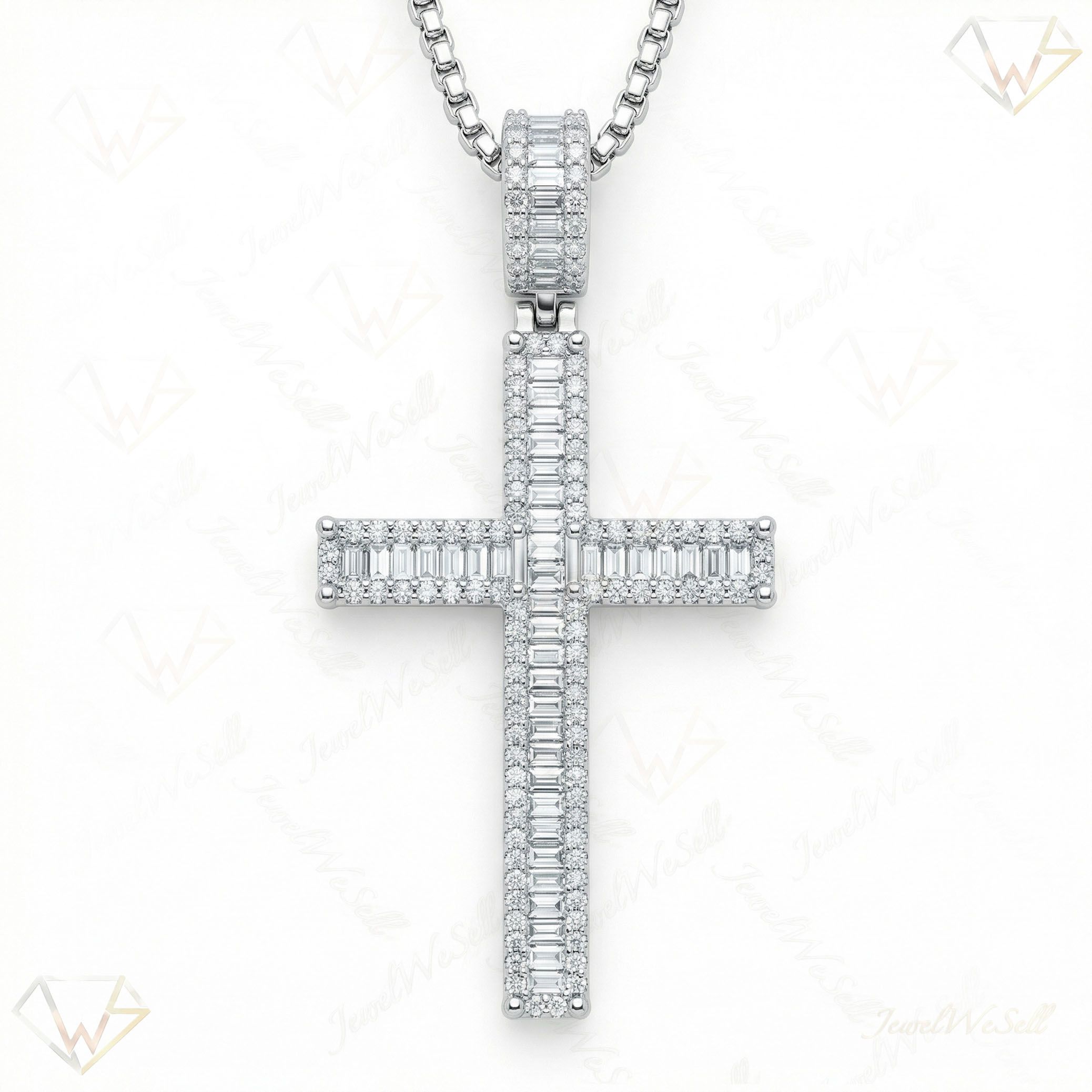 3.80 ct EF VS Lab Grown Diamond Cross Pendant in 14k White Gold 201284