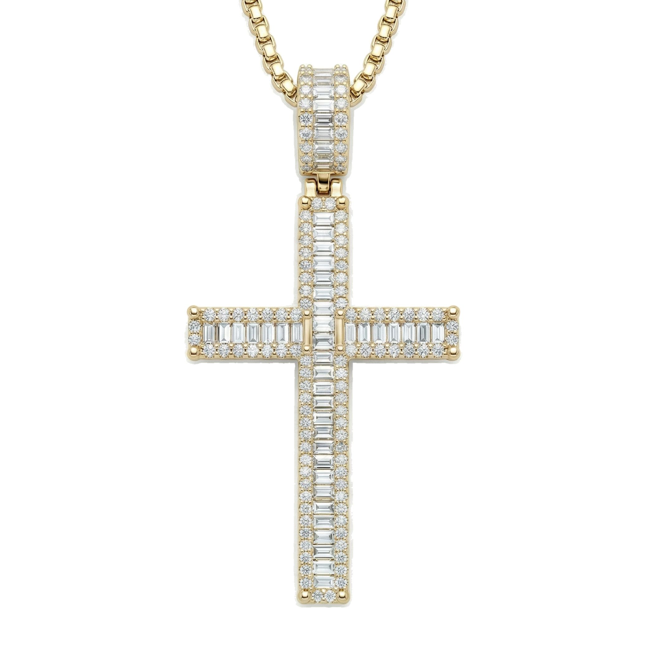 3.80 ct EF VS Lab Grown Diamond Cross Pendant in 14k Yellow Gold 201284
