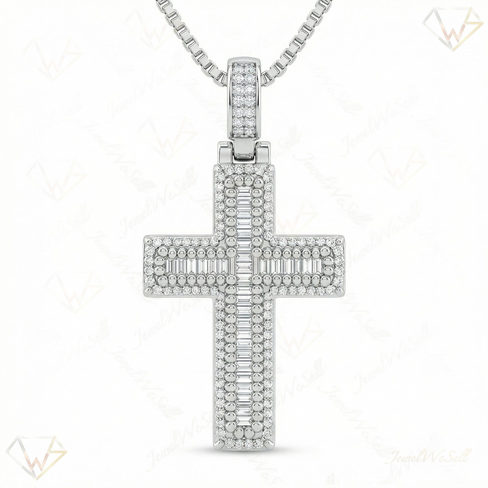 3.00 ct EF VS Lab Grown Diamond Cross Pendant in 10k White Gold 201285