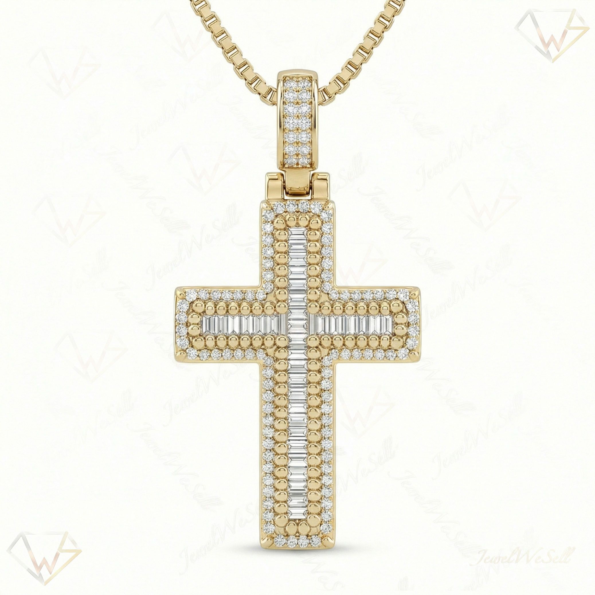 3.00 ct EF VS Lab Grown Diamond Cross Pendant in 10k Yellow Gold 201285
