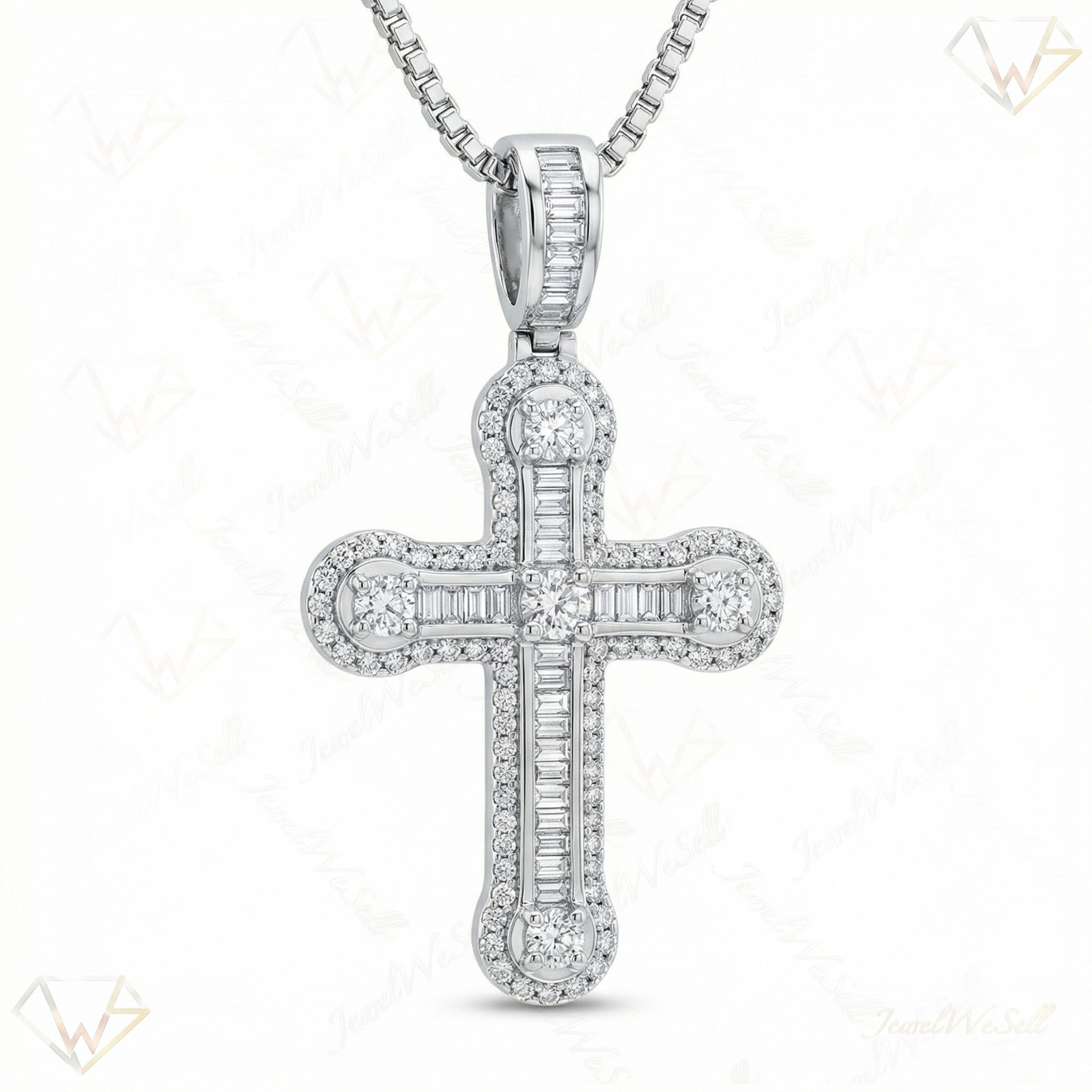 3.00 ct EF VS Lab Grown Diamond Cross Pendant in 10k White Gold 201287