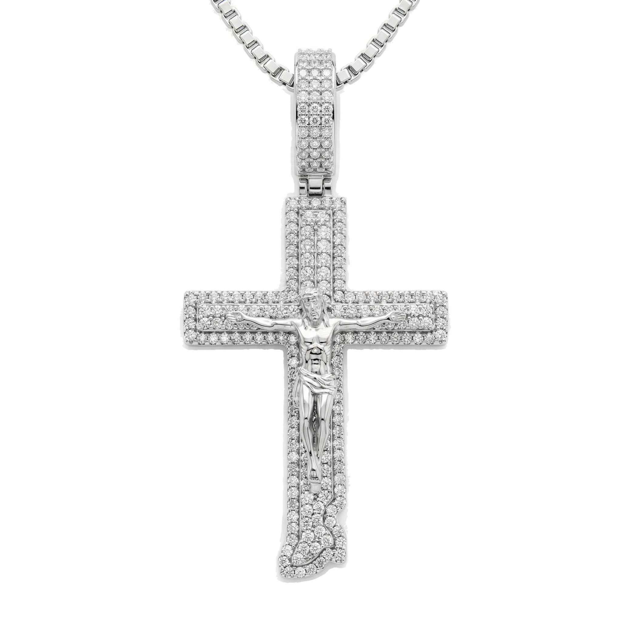 1.20 ct EF VS Moissanite Jesus Pendant in 925 Sterling Silver 201473