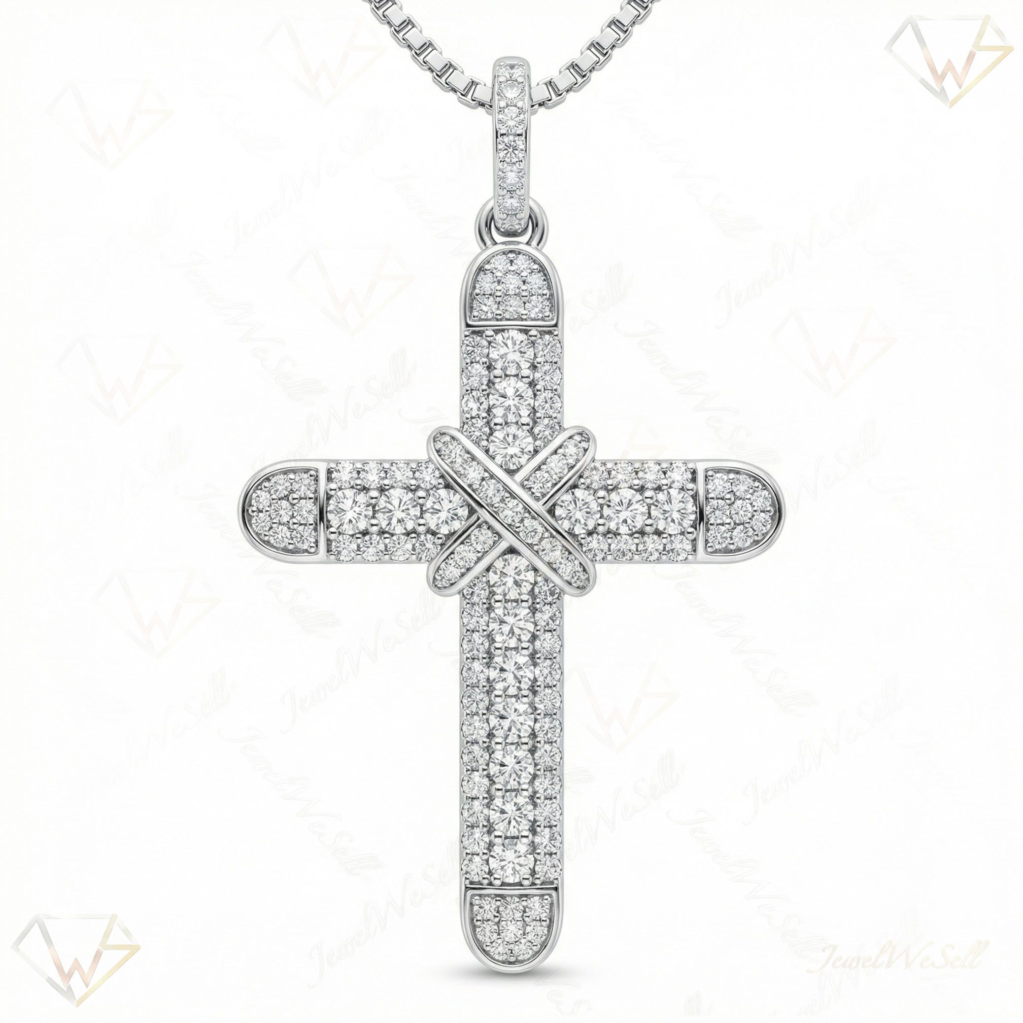 1.90 ct EF VS Lab Grown Diamond Cross Pendant in 14k White Gold 201536