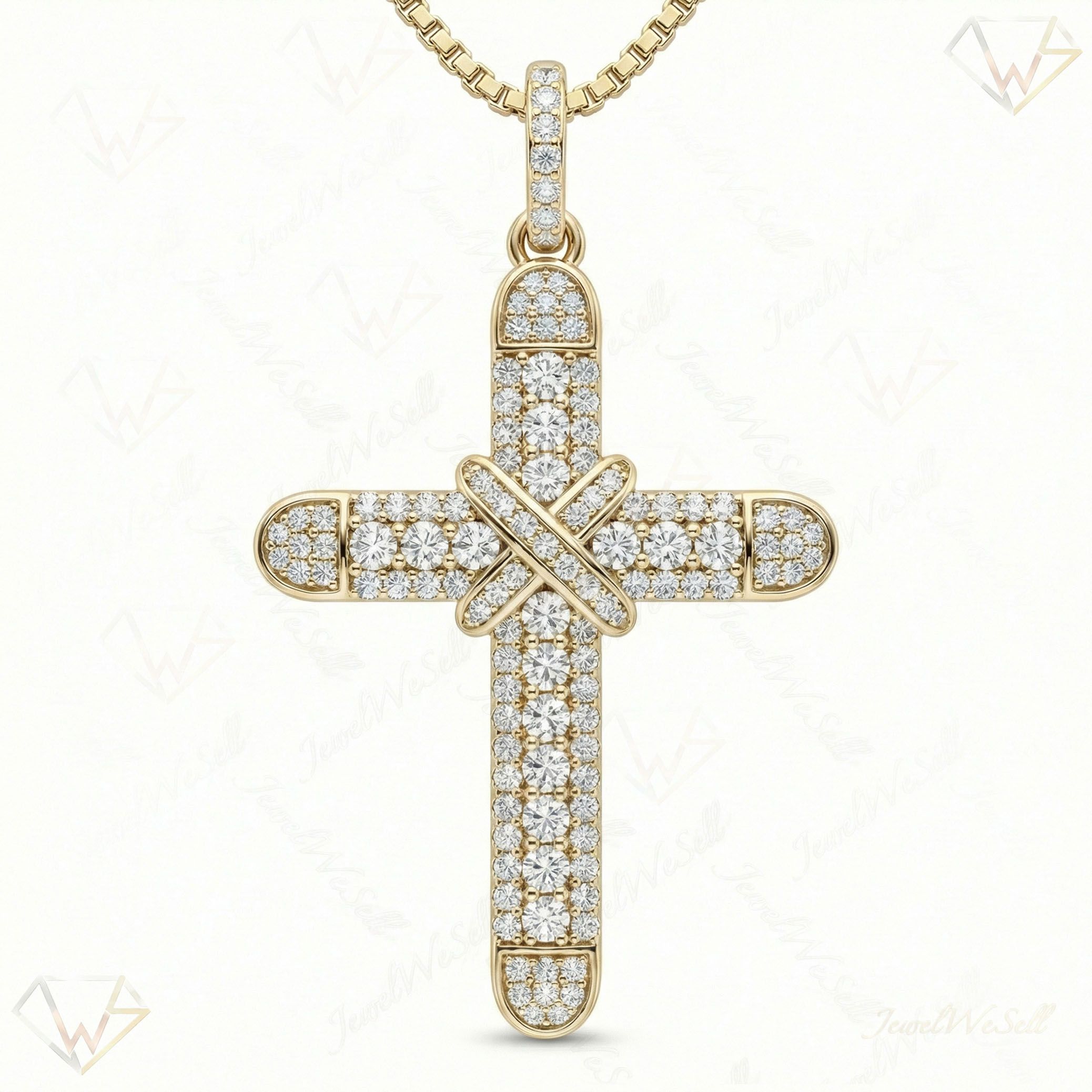1.90 ct EF VS Lab Grown Diamond Cross Pendant in 10k Yellow Gold 201536