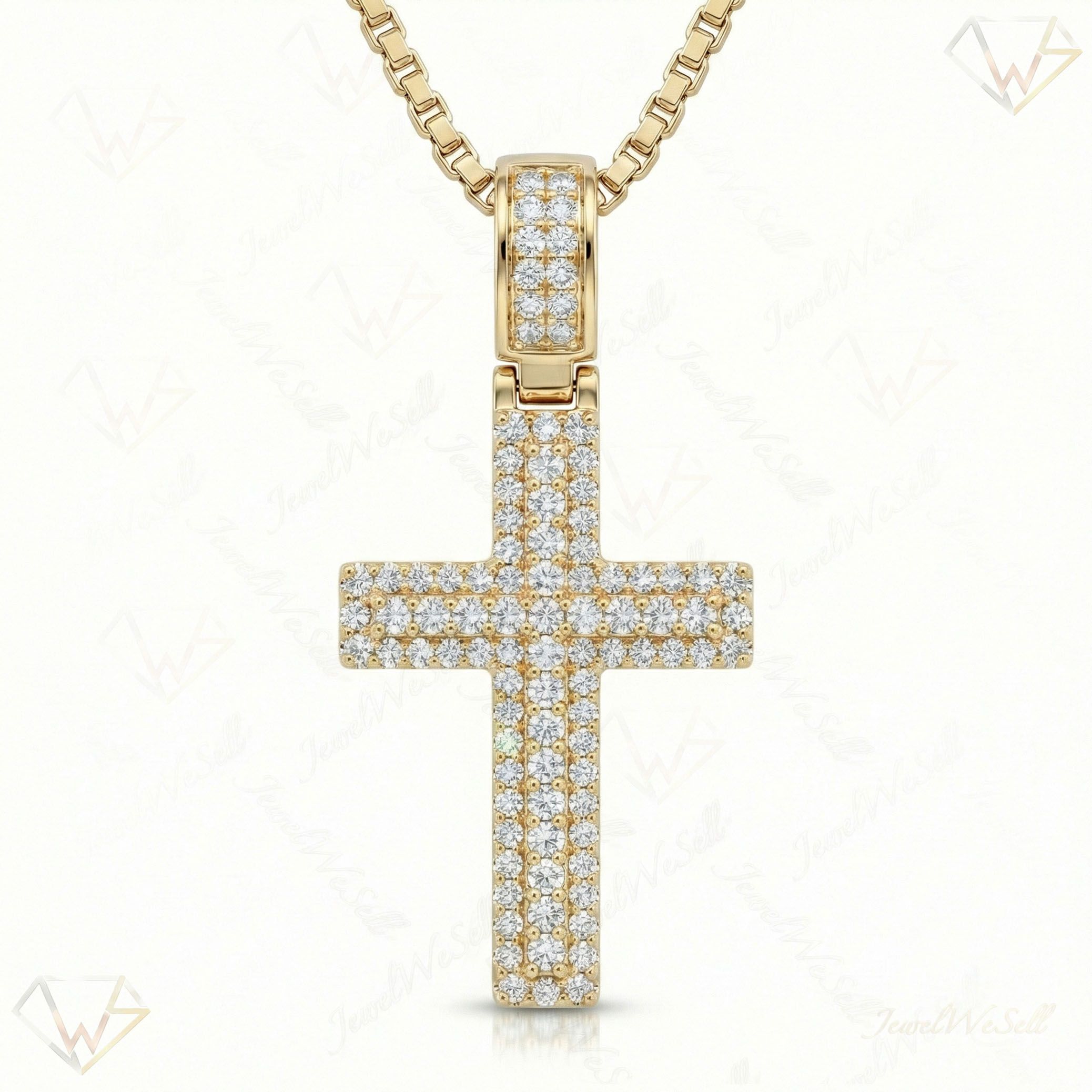 1.80 ct EF VS Lab Grown Diamond Cross Pendant in 14k Yellow Gold 201545