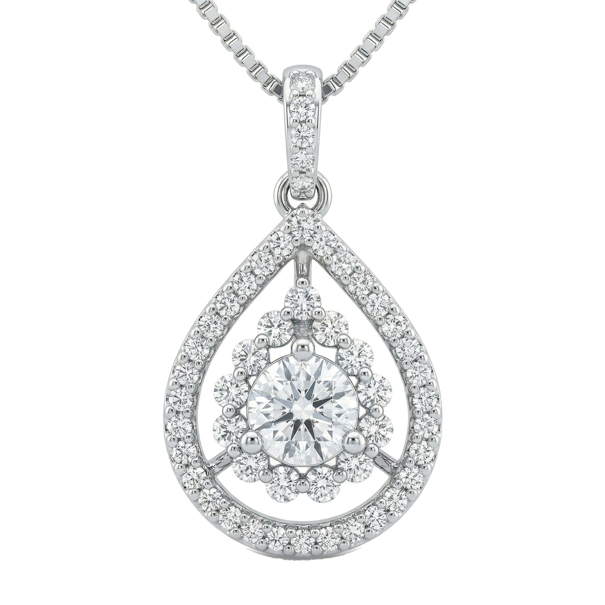 2.15 ct EF VS Lab Grown Diamond Drop Pendant in 10k White Gold 201560