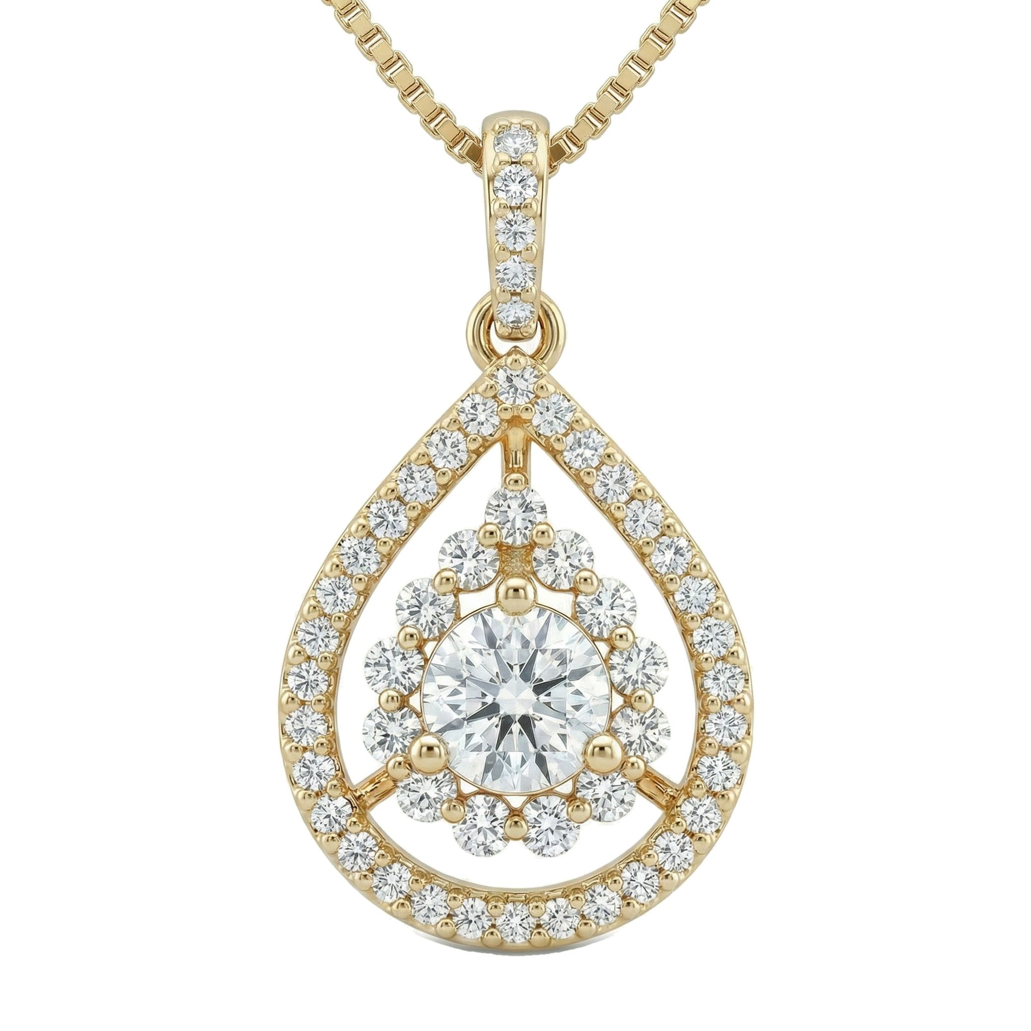2.15 ct EF VS Lab Grown Diamond Drop Pendant in 14k Yellow Gold 201560
