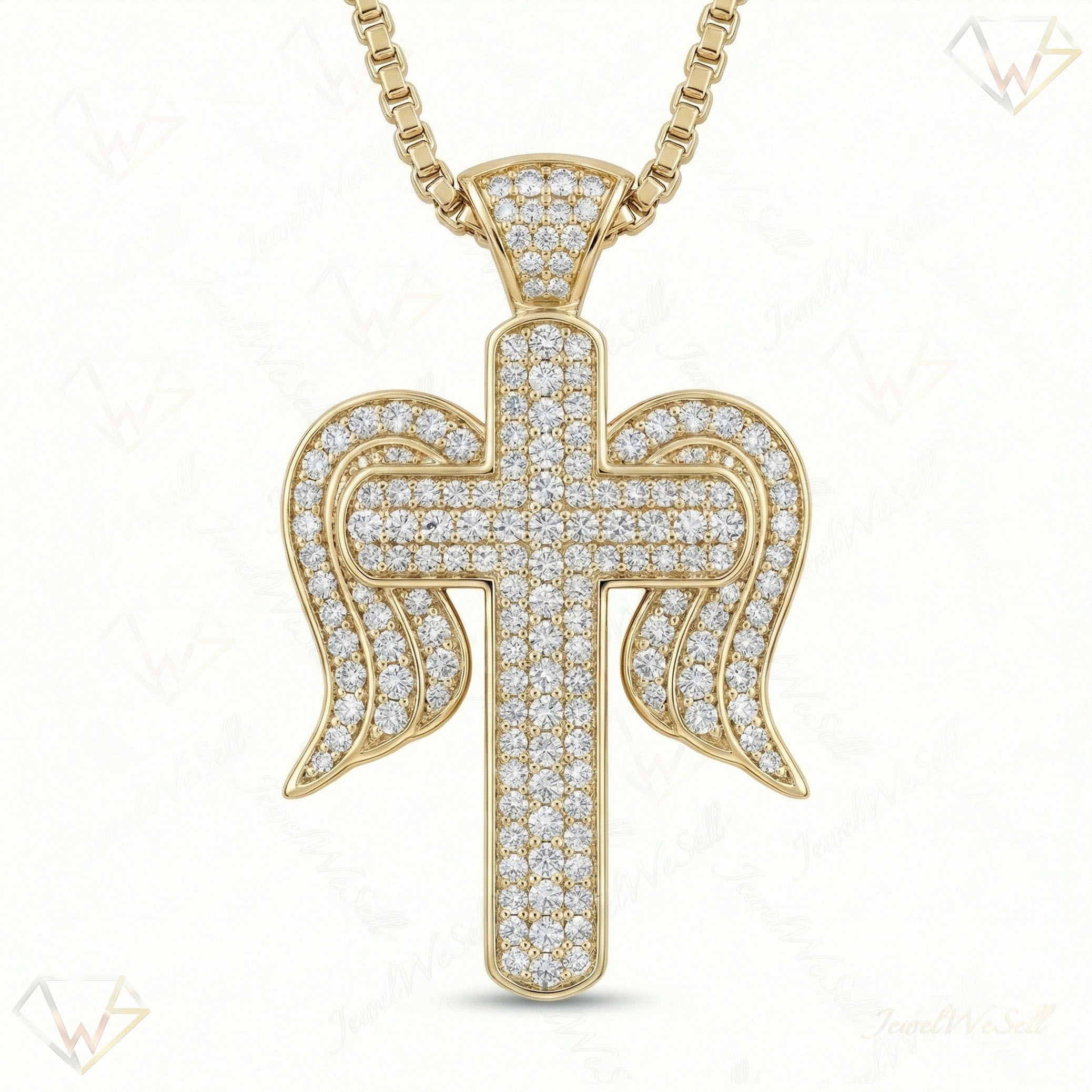 3.50 ct EF VS Lab Grown Diamond Cross Pendant in 10k Yellow Gold 201561
