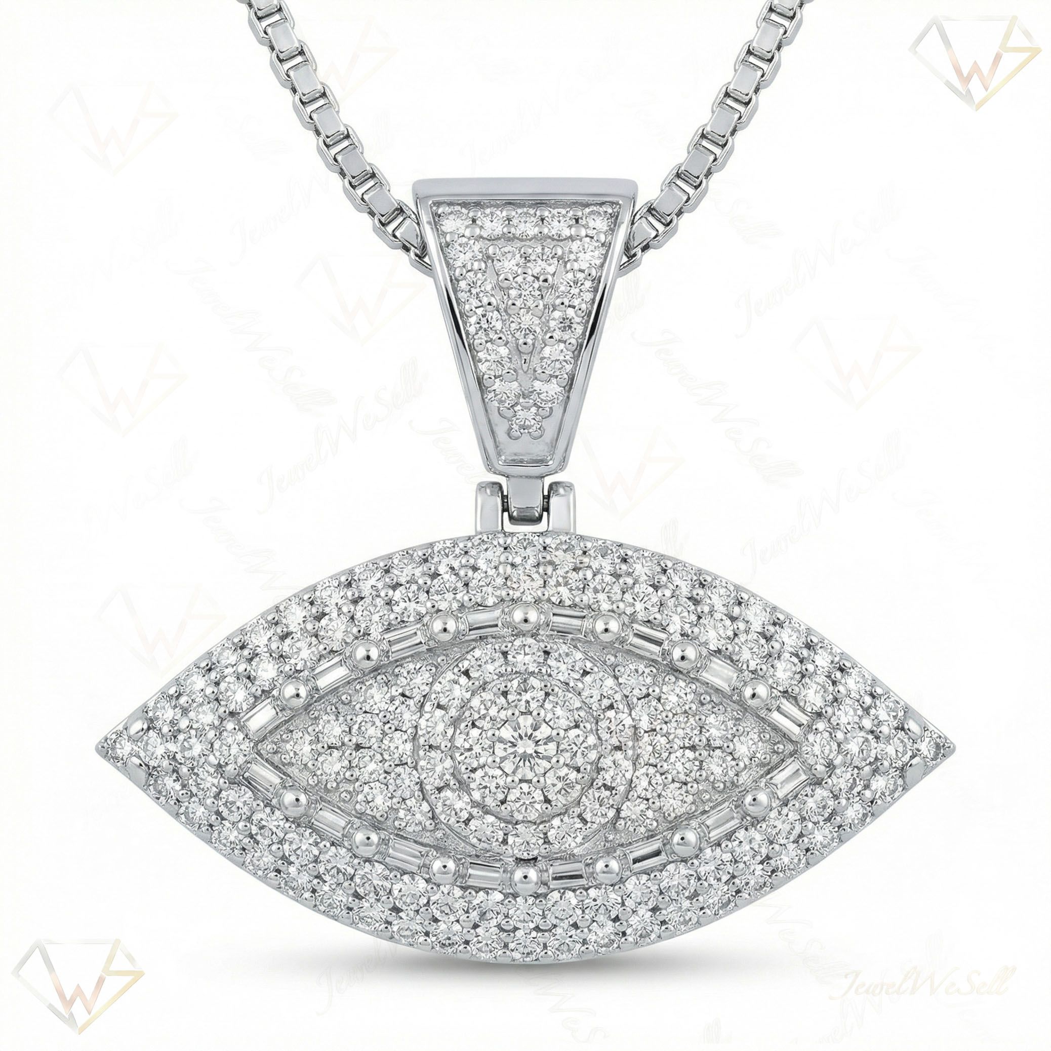 2.50 ct EF VS Lab Grown Diamond Evil Eye Pendant in 14k White Gold 201576
