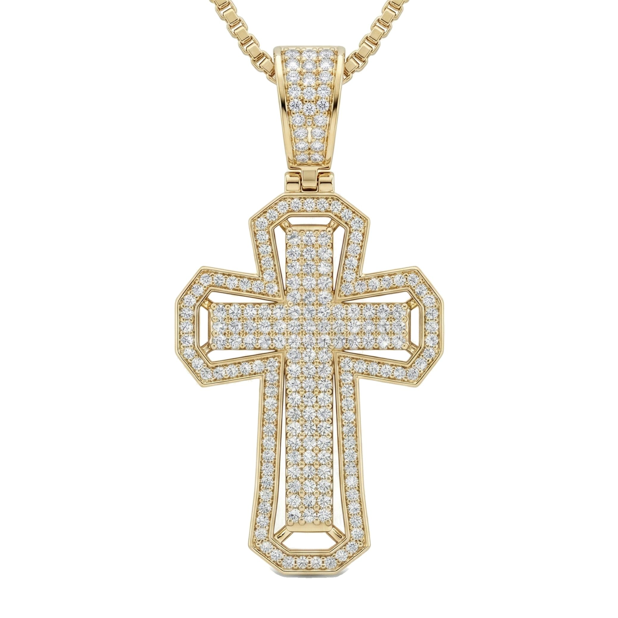 2.66 ct EF VS Lab Grown Diamond Cross Pendant in 14k Yellow Gold 201581