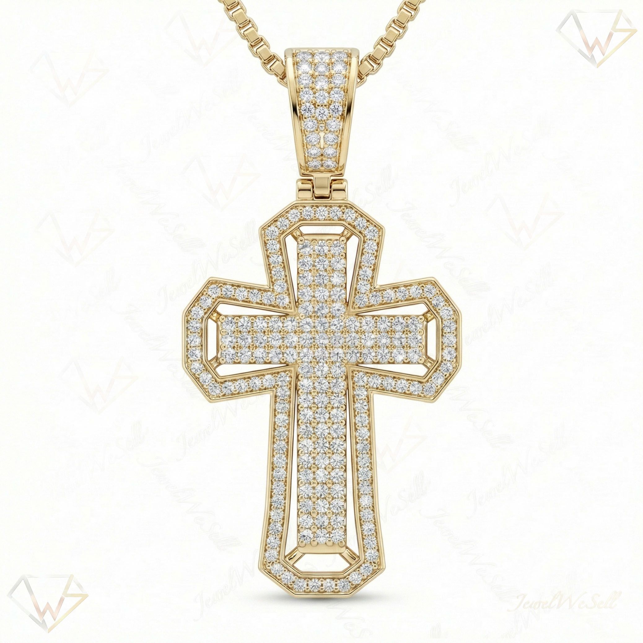 2.66 ct EF VS Lab Grown Diamond Cross Pendant in 10k Yellow Gold 201581