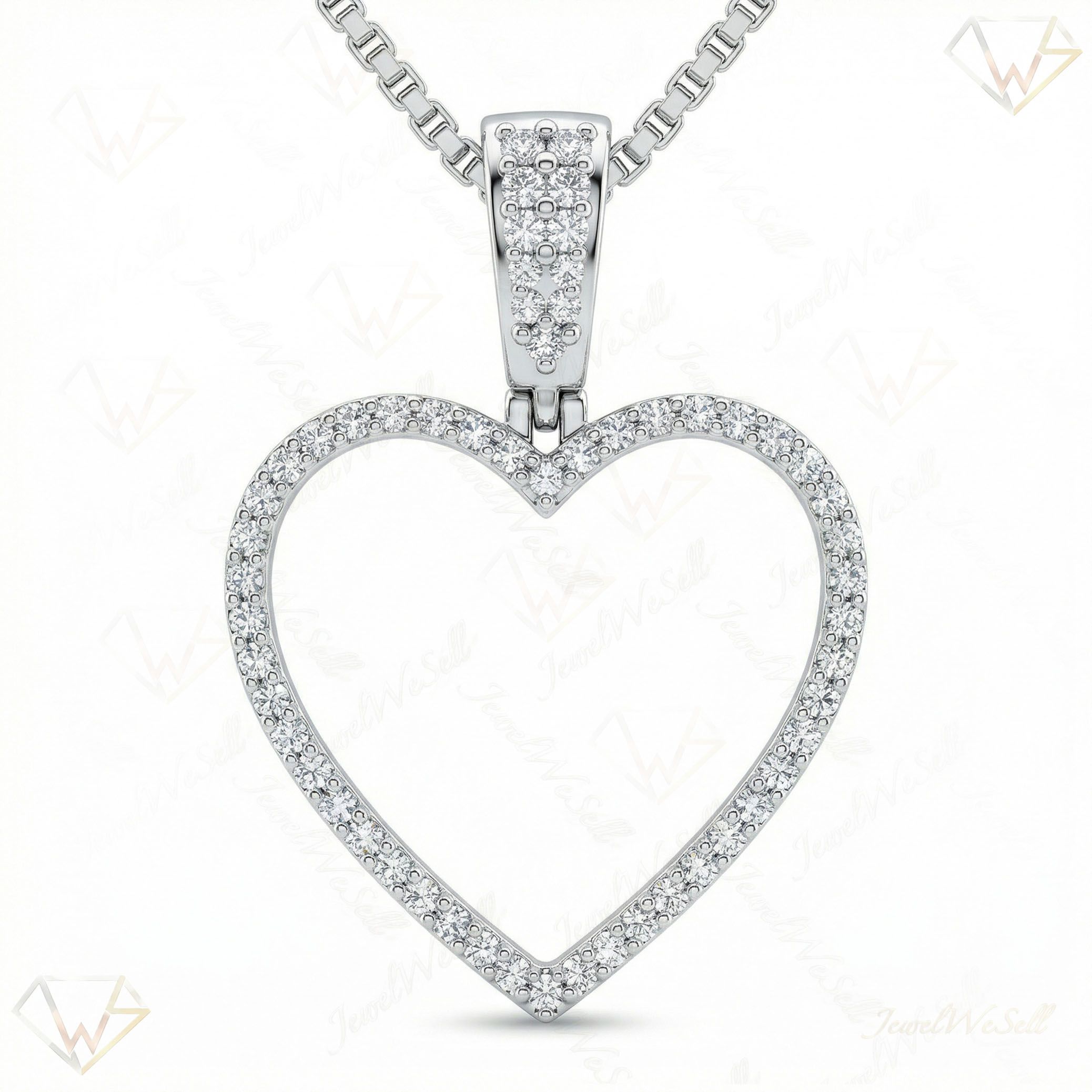 1.50 ct EF VS Lab Grown Diamond Heart Pendant in 14k White Gold 201589