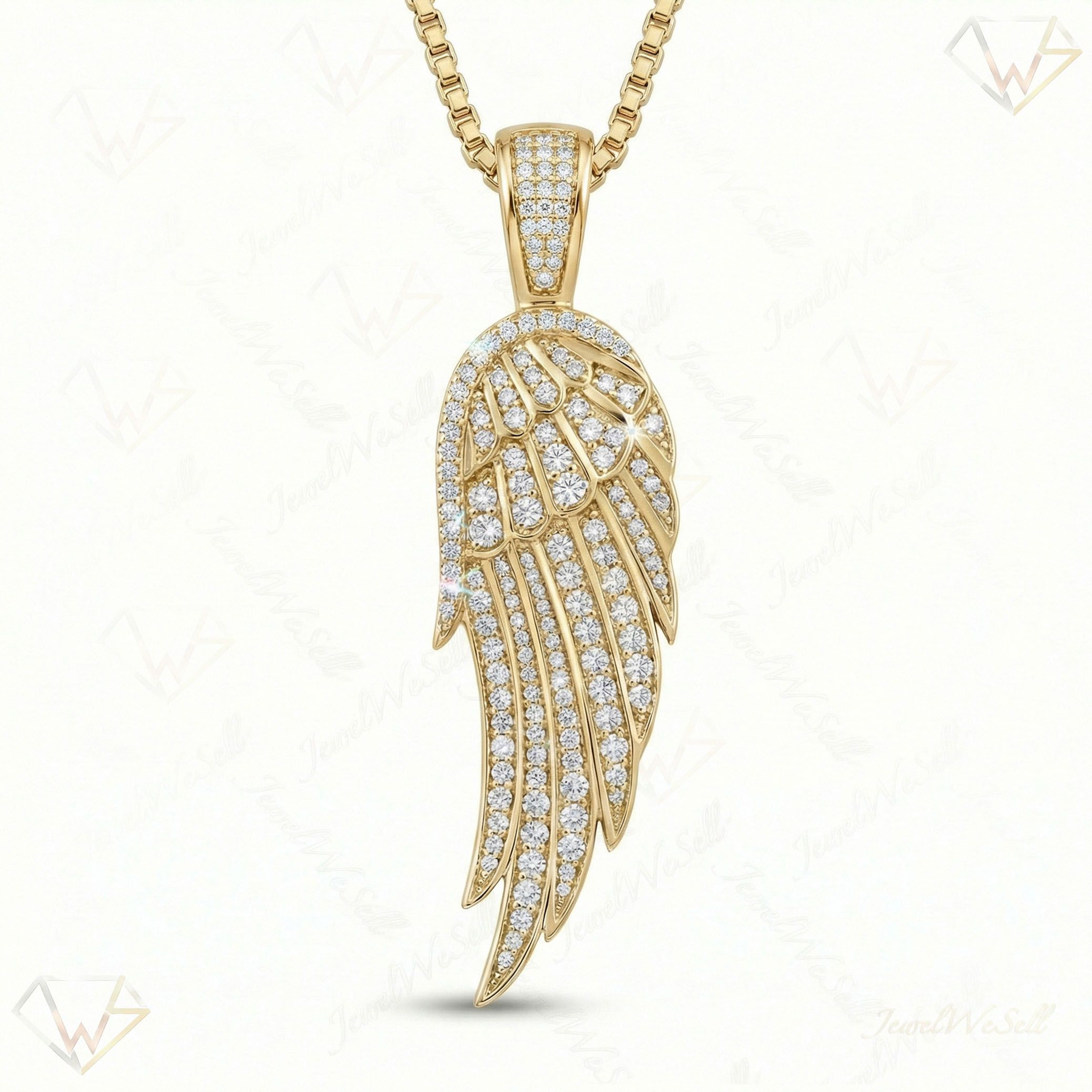 2.75 ct EF VS Lab Grown Diamond Wings Pendant in 10k Yellow Gold 201594