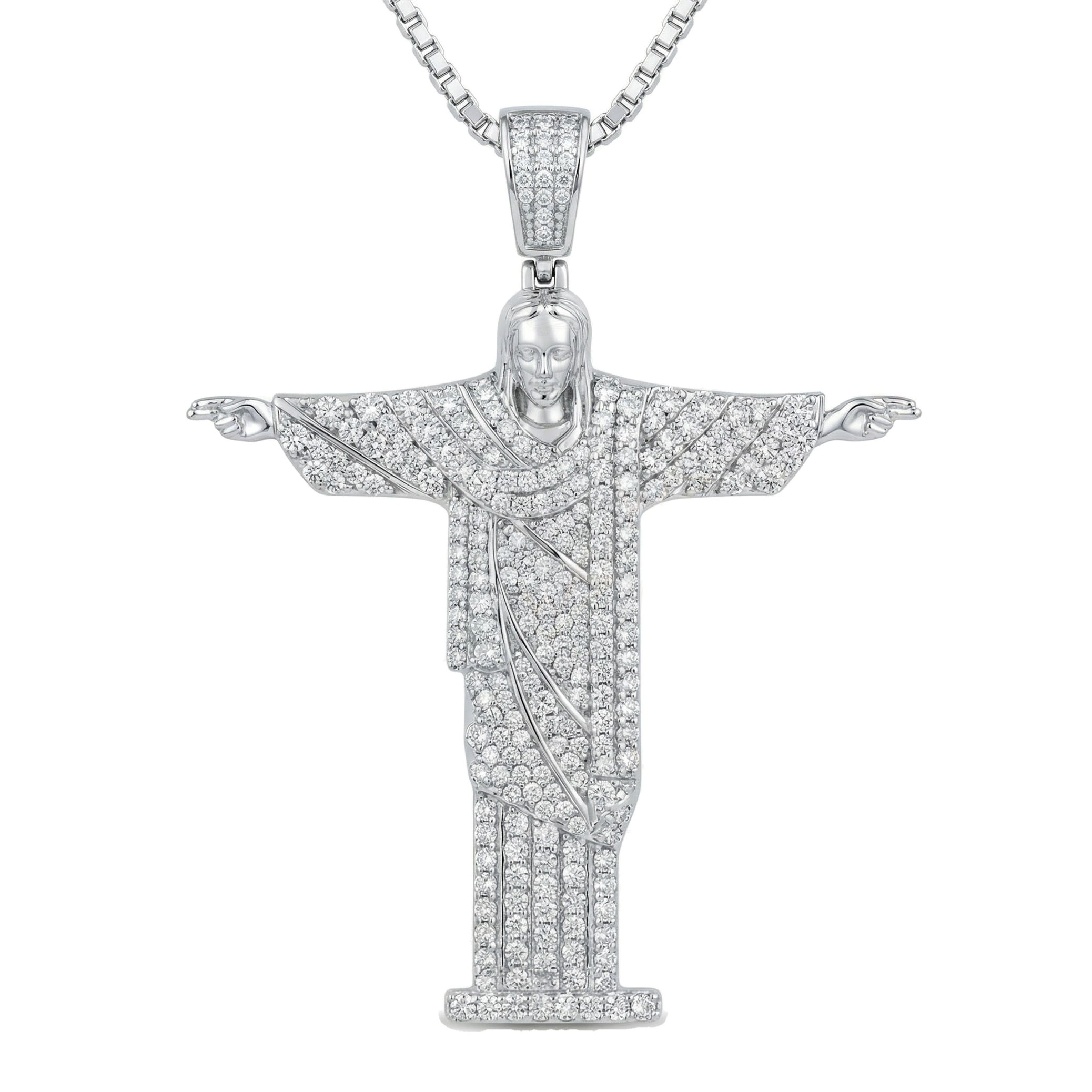 1.75 ct EF VS Lab Grown Diamond Jesus Pendant in 14k White Gold 201604