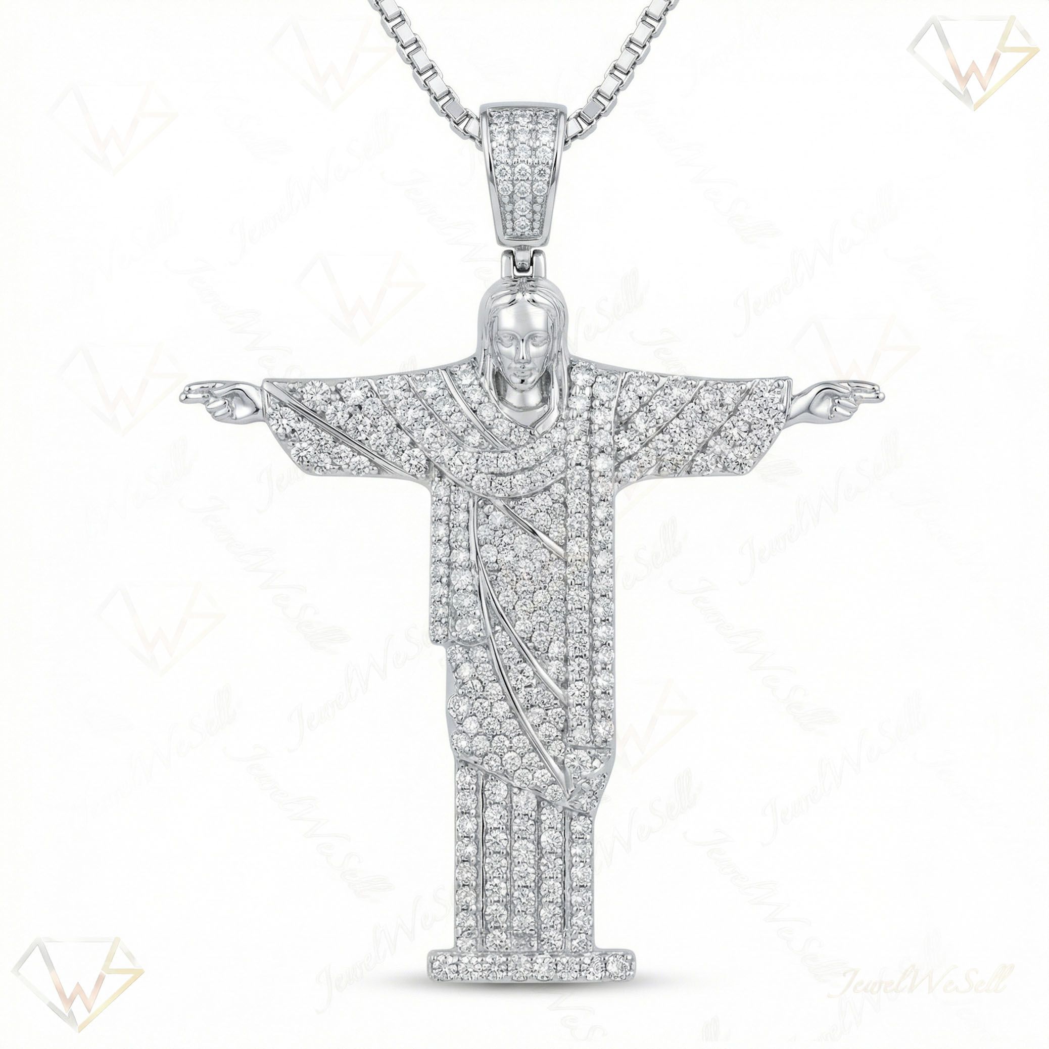 1.75 ct EF VS Lab Grown Diamond Jesus Pendant in 10k White Gold 201604