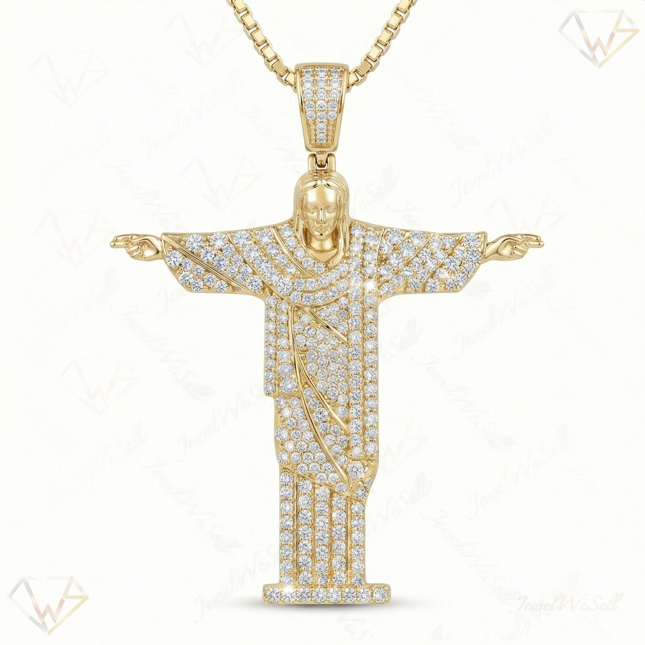 1.75 ct EF VS Lab Grown Diamond Jesus Pendant in 10k Yellow Gold 201604