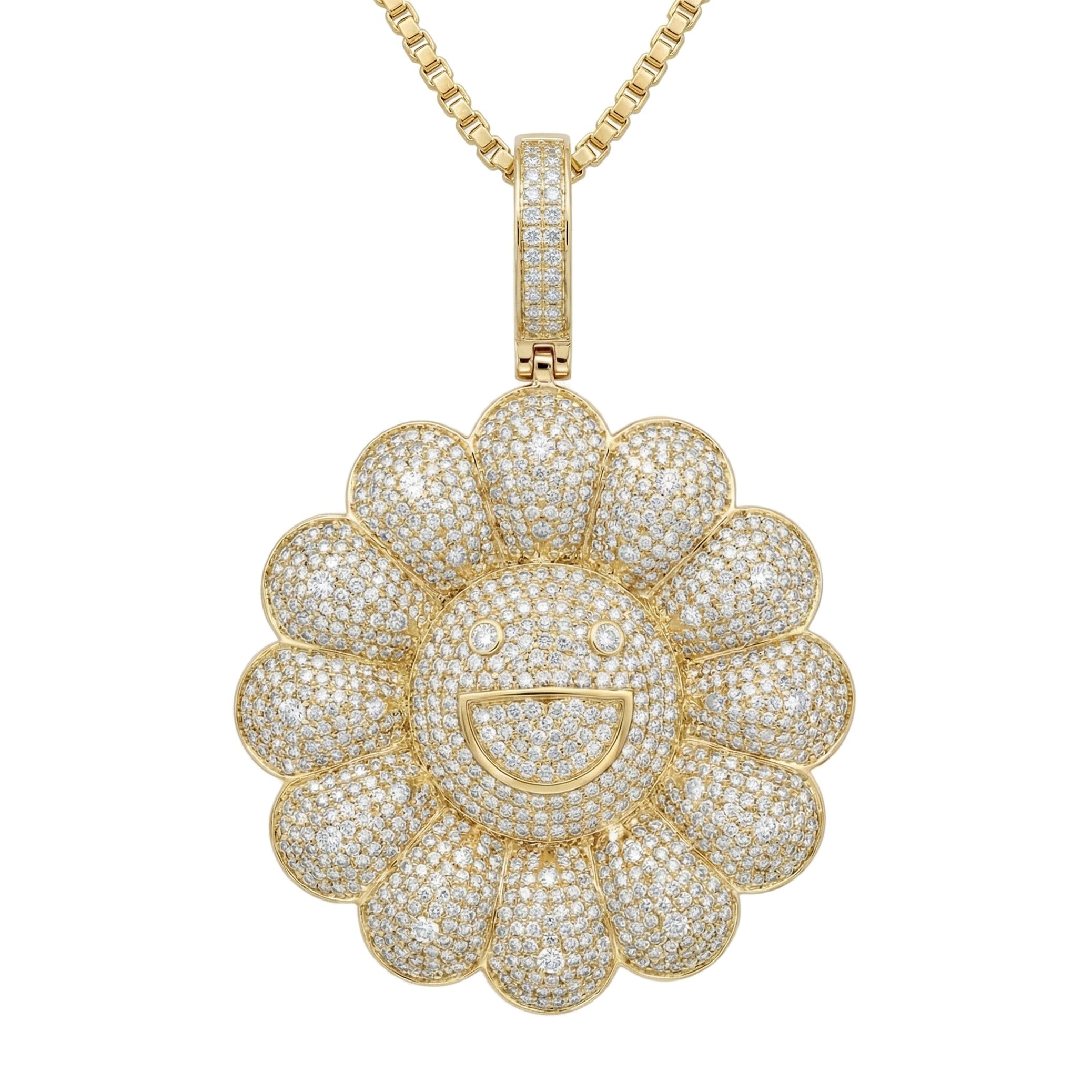 5.40 ct EF VS Lab Grown Diamond Flower Pendant in 14k Yellow Gold 201681