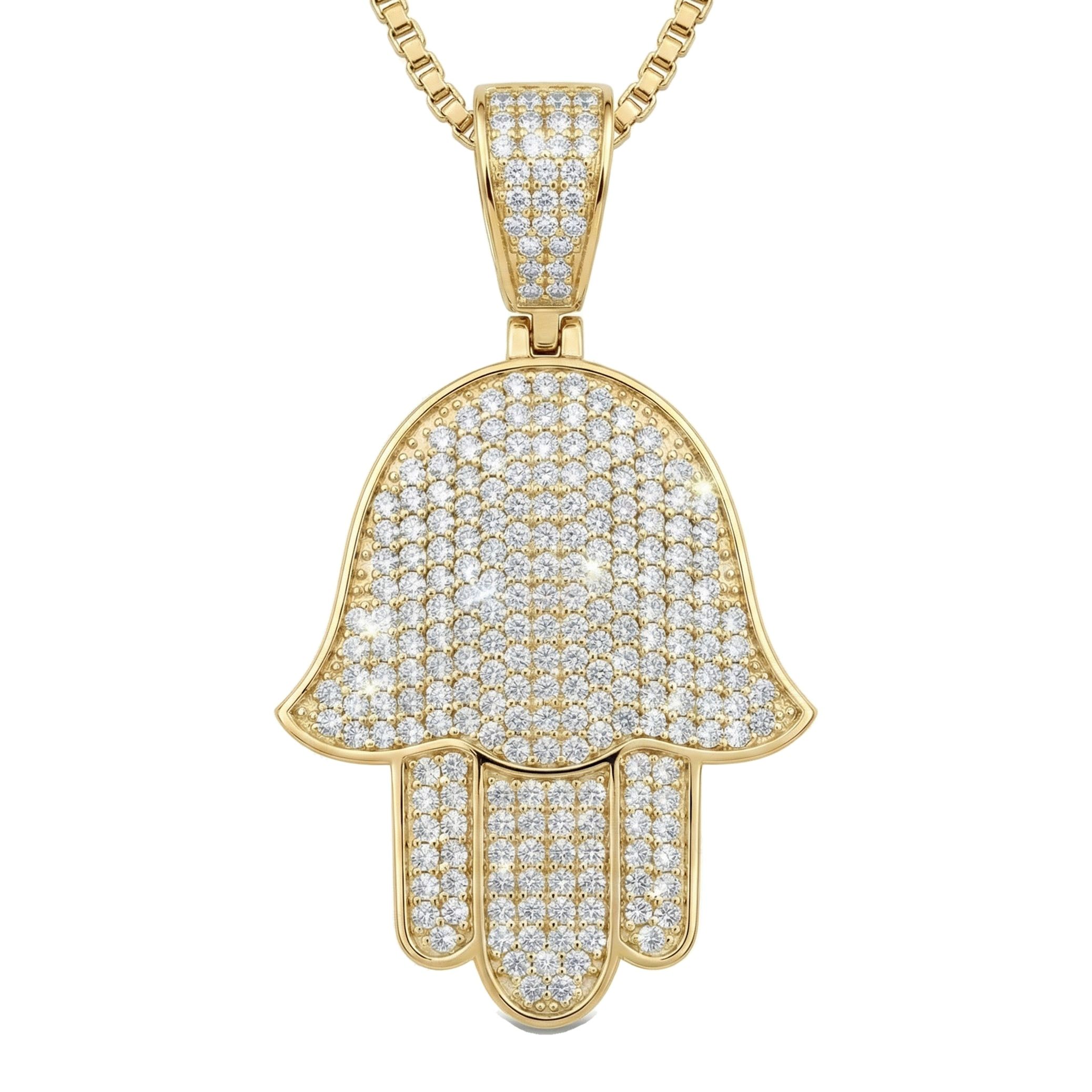 1.00 ct EF VS Lab Grown Diamond Hamsa Pendant in 10k Yellow Gold 201803