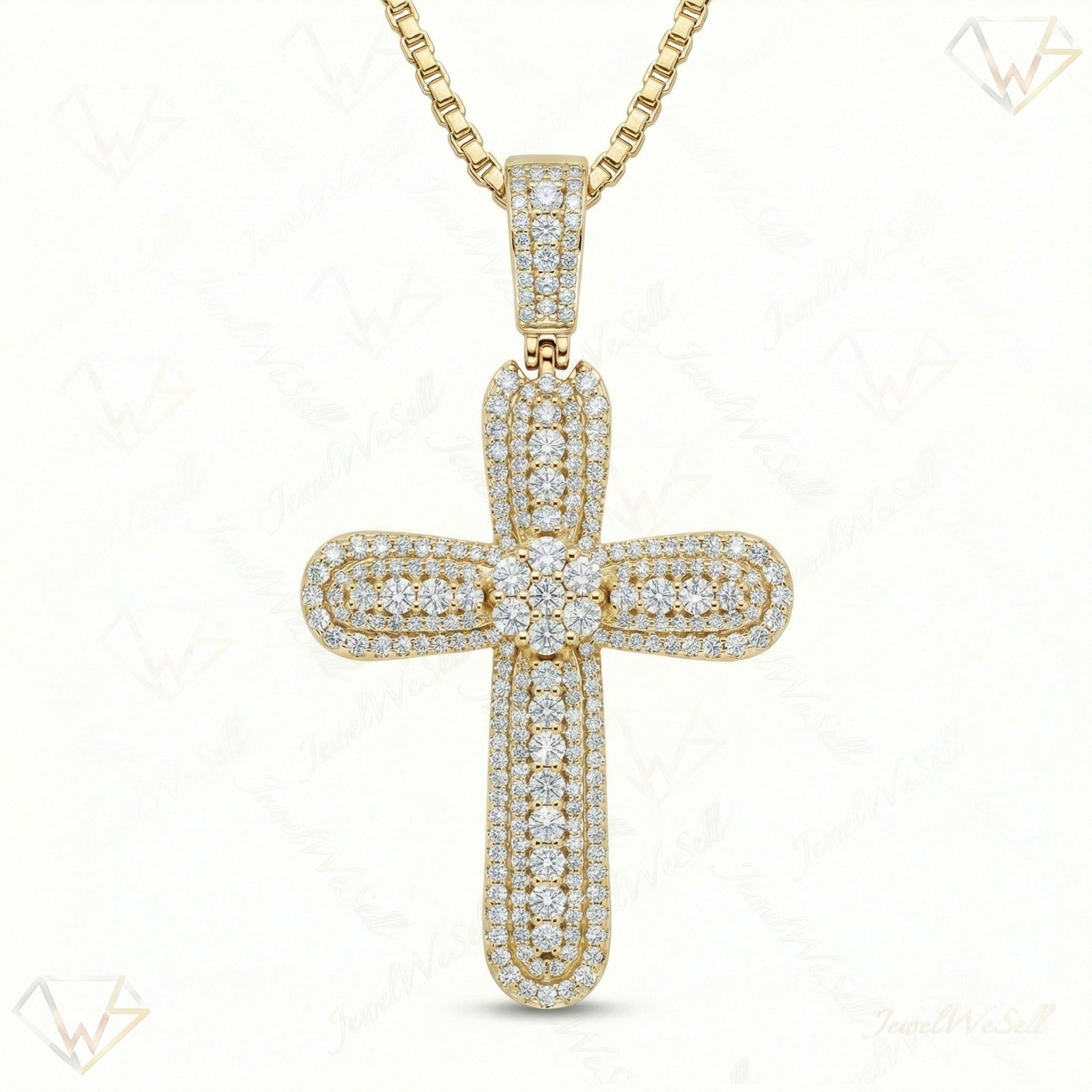 4.20 ct EF VS Lab Grown Diamond Cross Pendant in 10k Yellow Gold 201822