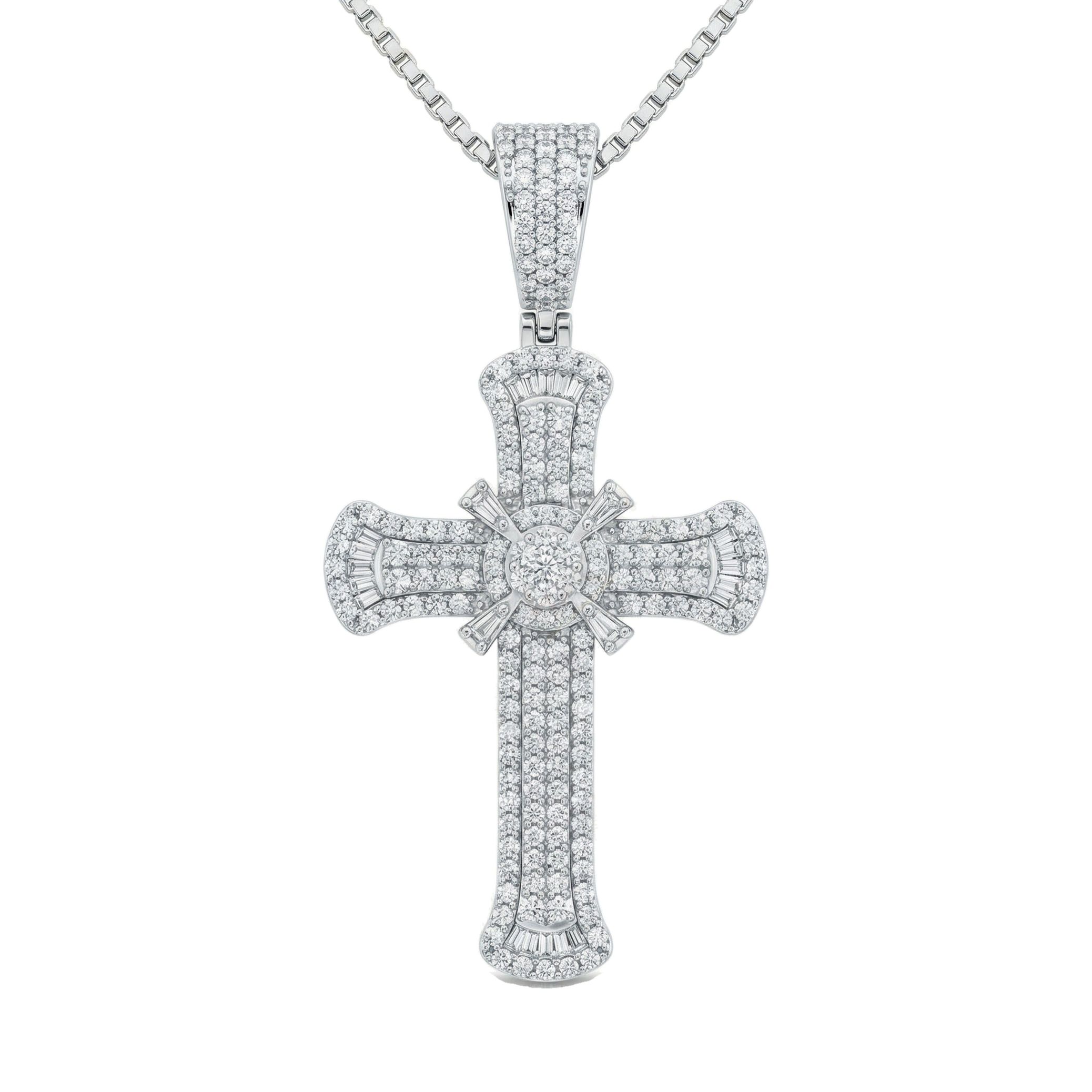 3.30 ct EF VS Lab Grown Diamond Cross Pendant in 14k White Gold 201830