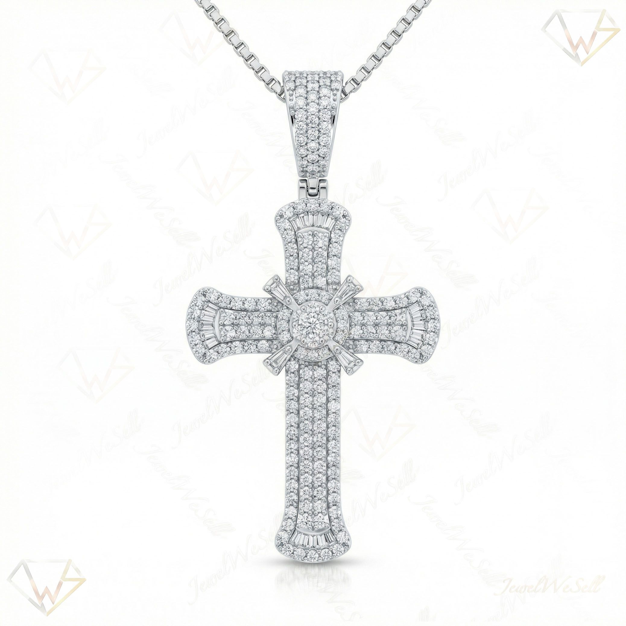 3.30 ct EF VS Lab Grown Diamond Cross Pendant in 10k White Gold 201830