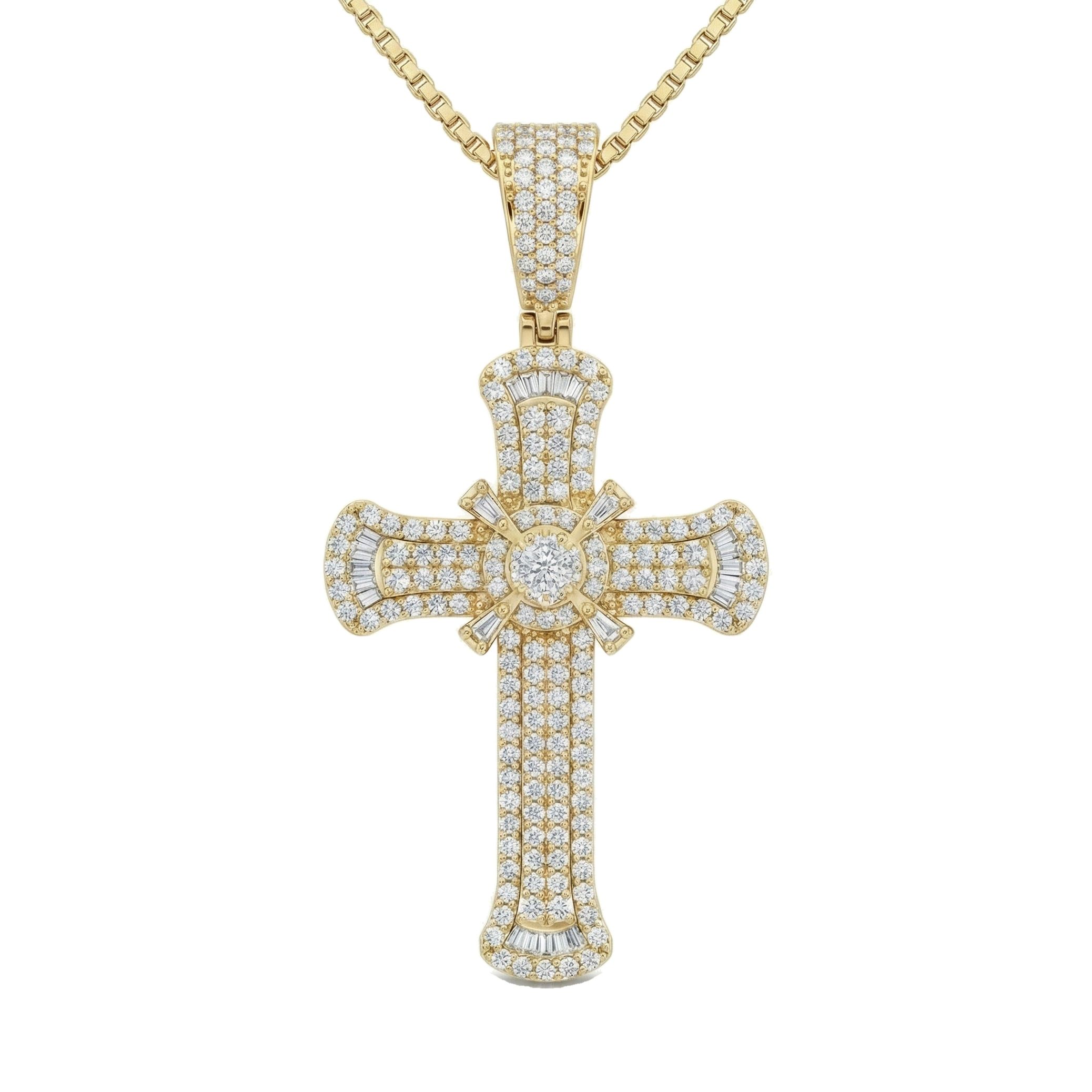 3.30 ct EF VS Lab Grown Diamond Cross Pendant in 14k Yellow Gold 201830