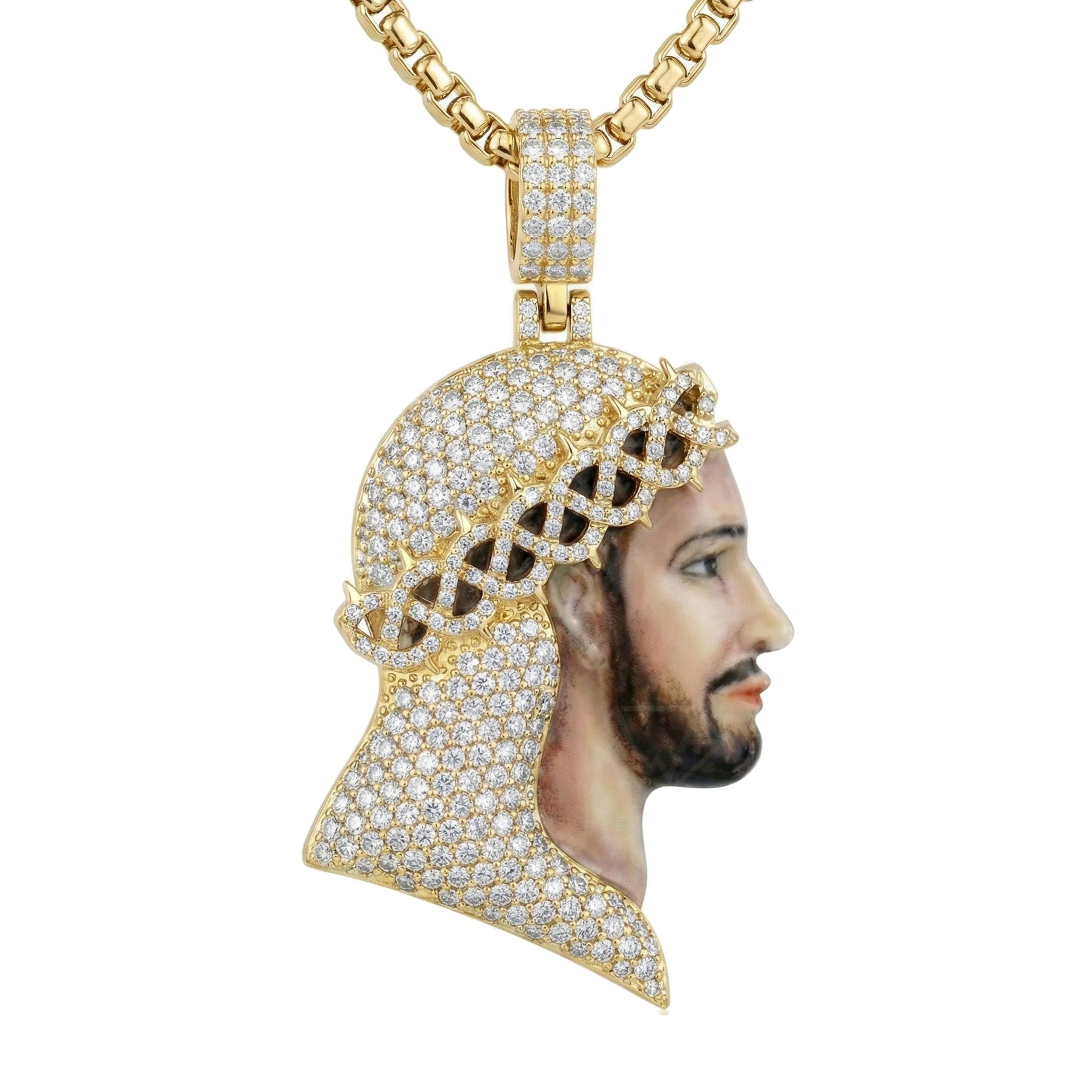 2.50 ct EF VS Lab Grown Diamond Jesus Pendant in 10k Yellow Gold 201869