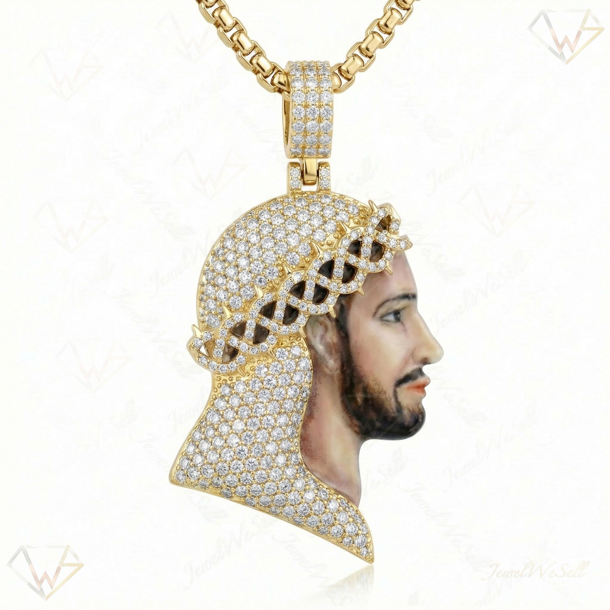 2.50 ct EF VS Lab Grown Diamond Jesus Pendant in 14k Yellow Gold 201869