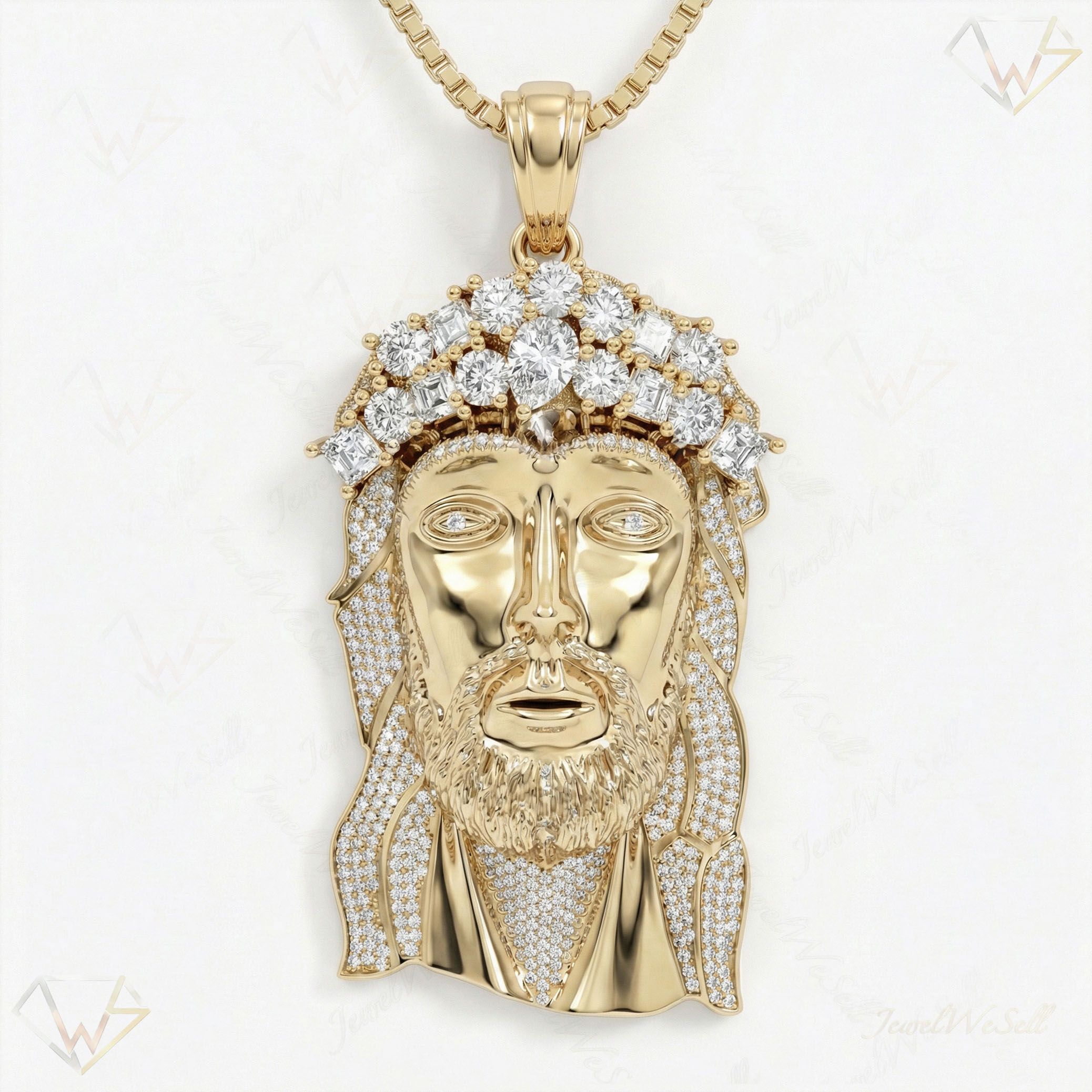 5.00 ct EF VS Lab Grown Diamond Jesus Pendant in 14k Yellow Gold 201941