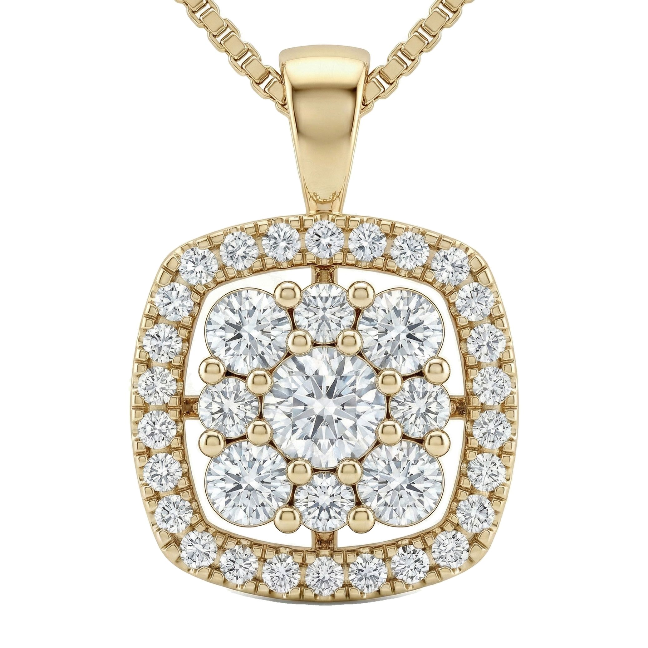 1.00 ct EF VS Lab Grown Diamond Halo Pendant in 14k Yellow Gold 202075