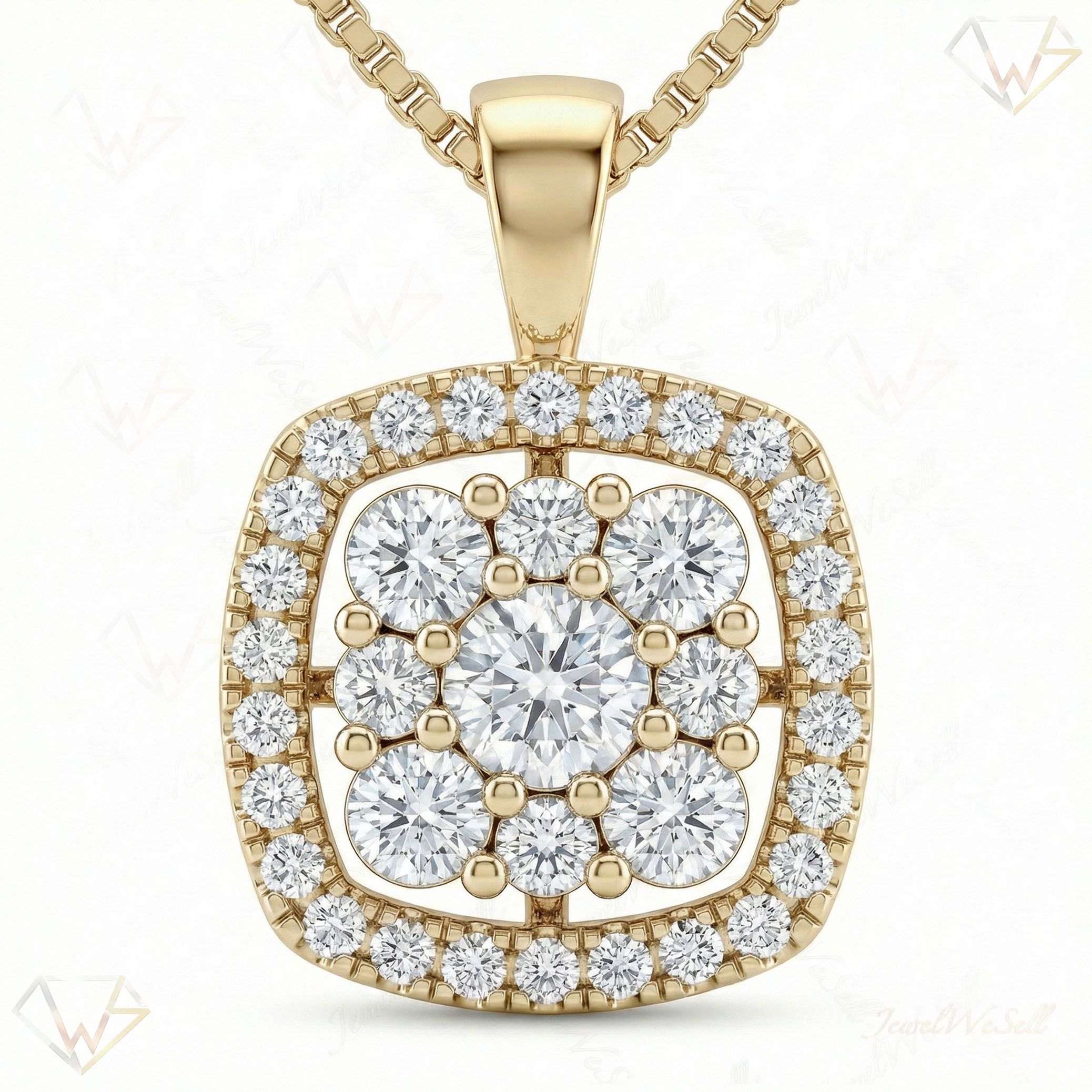 1.00 ct EF VS Lab Grown Diamond Halo Pendant in 10k Yellow Gold 202075