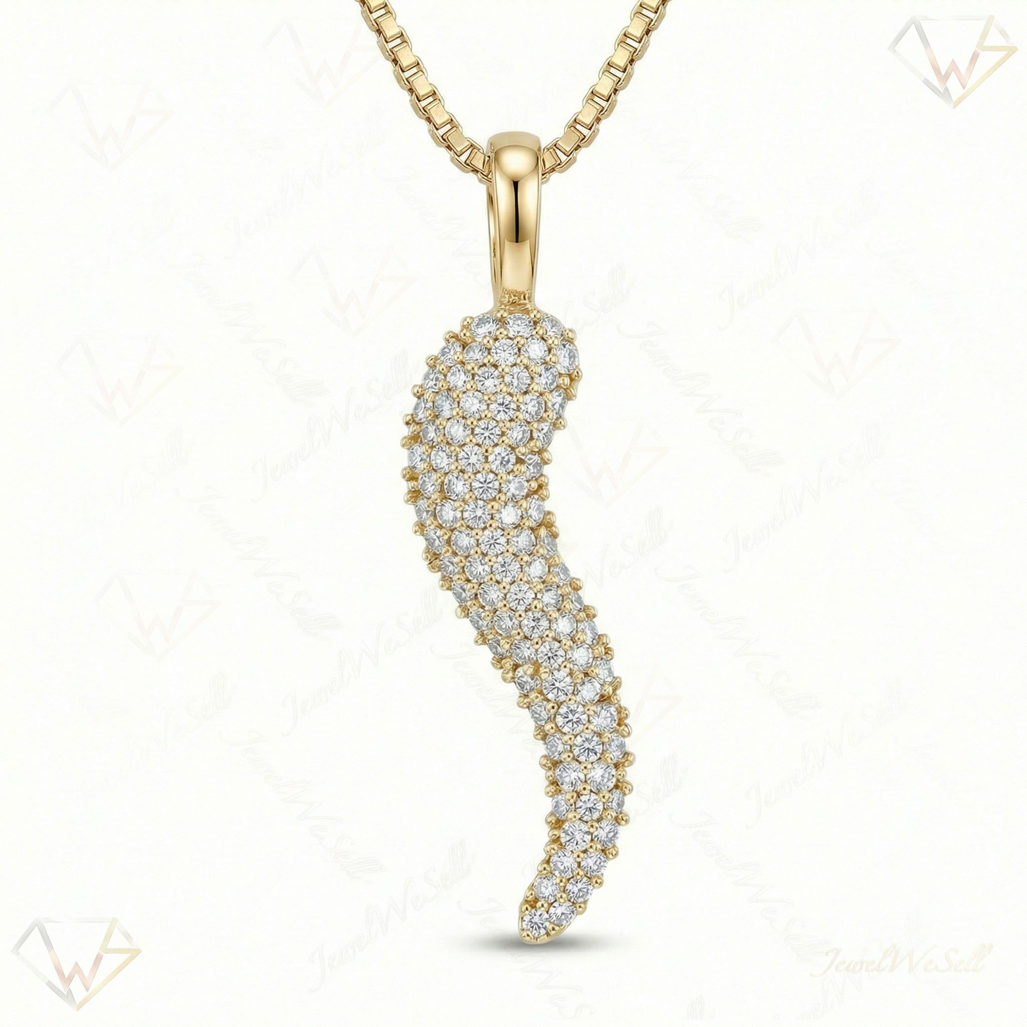 0.40 ct EF VS Lab Grown Diamond Italian Horn Pendant in 10k Yellow Gold 202159