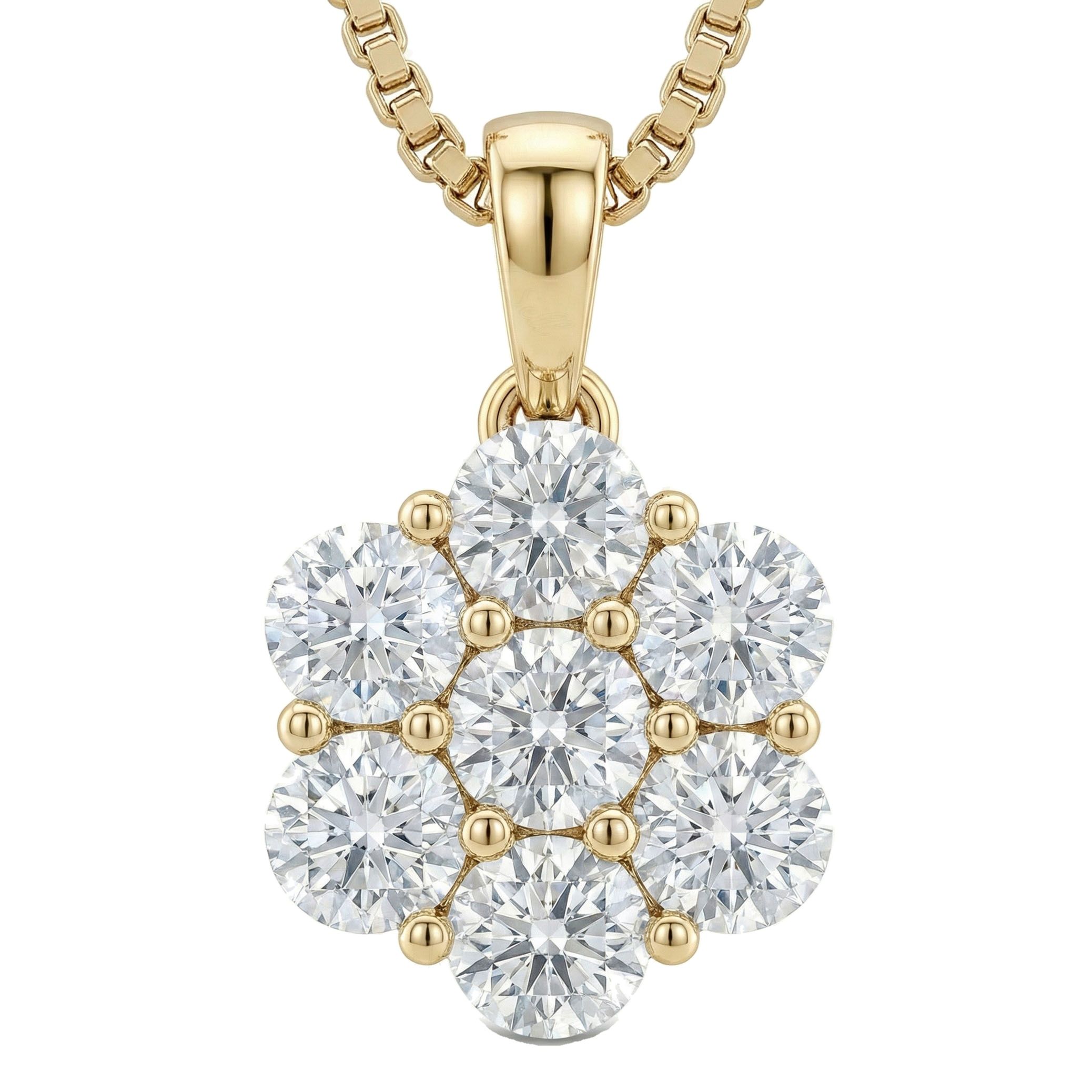 0.80 ct EF VS Lab Grown Diamond Cluster Pendant in 14k Yellow Gold 202255
