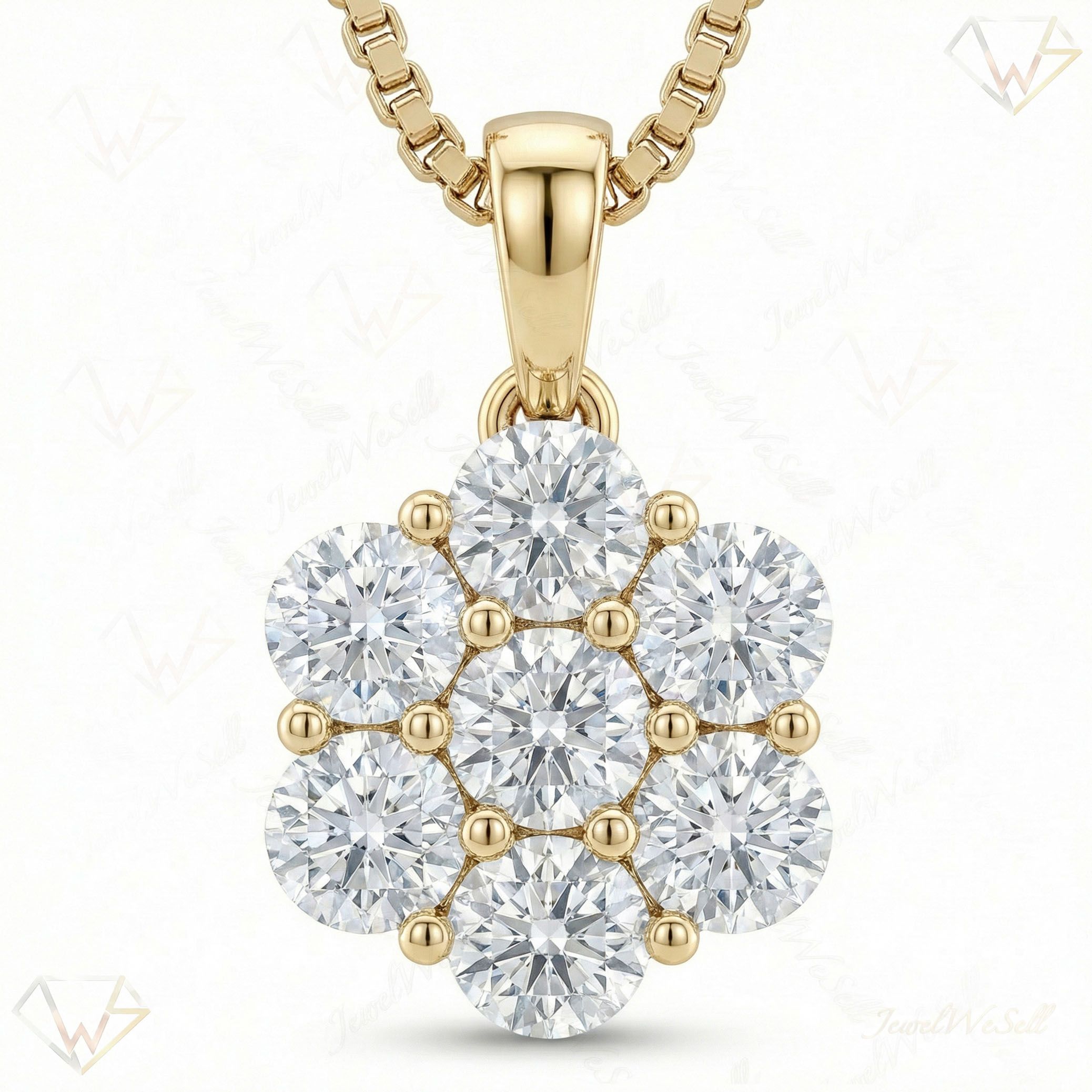 0.80 ct EF VS Lab Grown Diamond Cluster Pendant in 10k Yellow Gold 202255