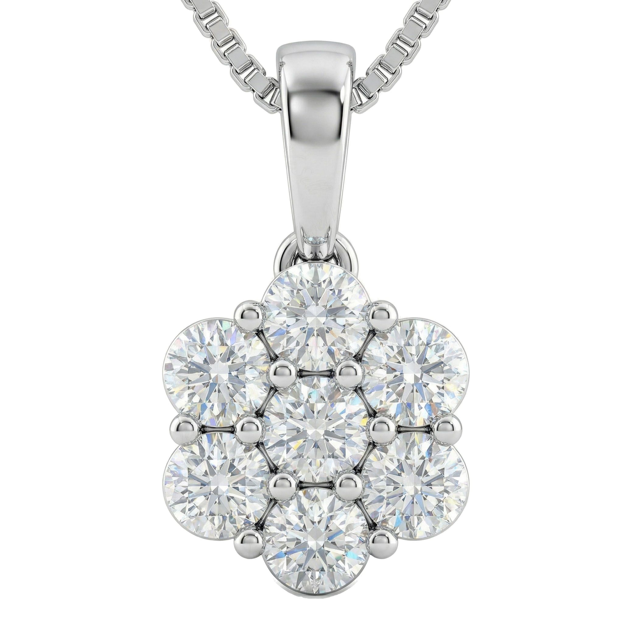 2.25 ct EF VS Lab Grown Diamond Cluster Pendant in 14k White Gold 202255